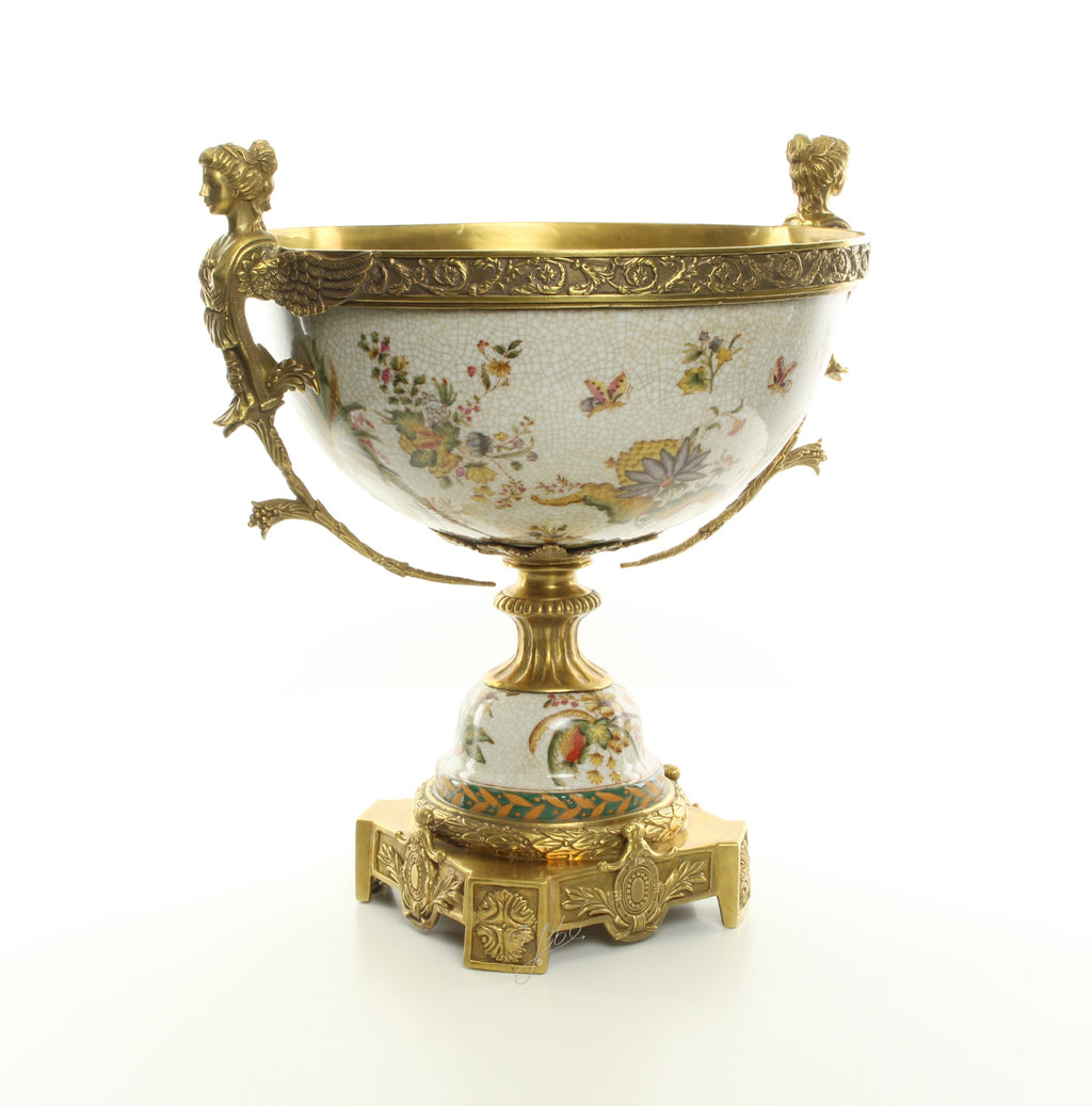 Porcelain footed bowl – Bronze – 42 cm