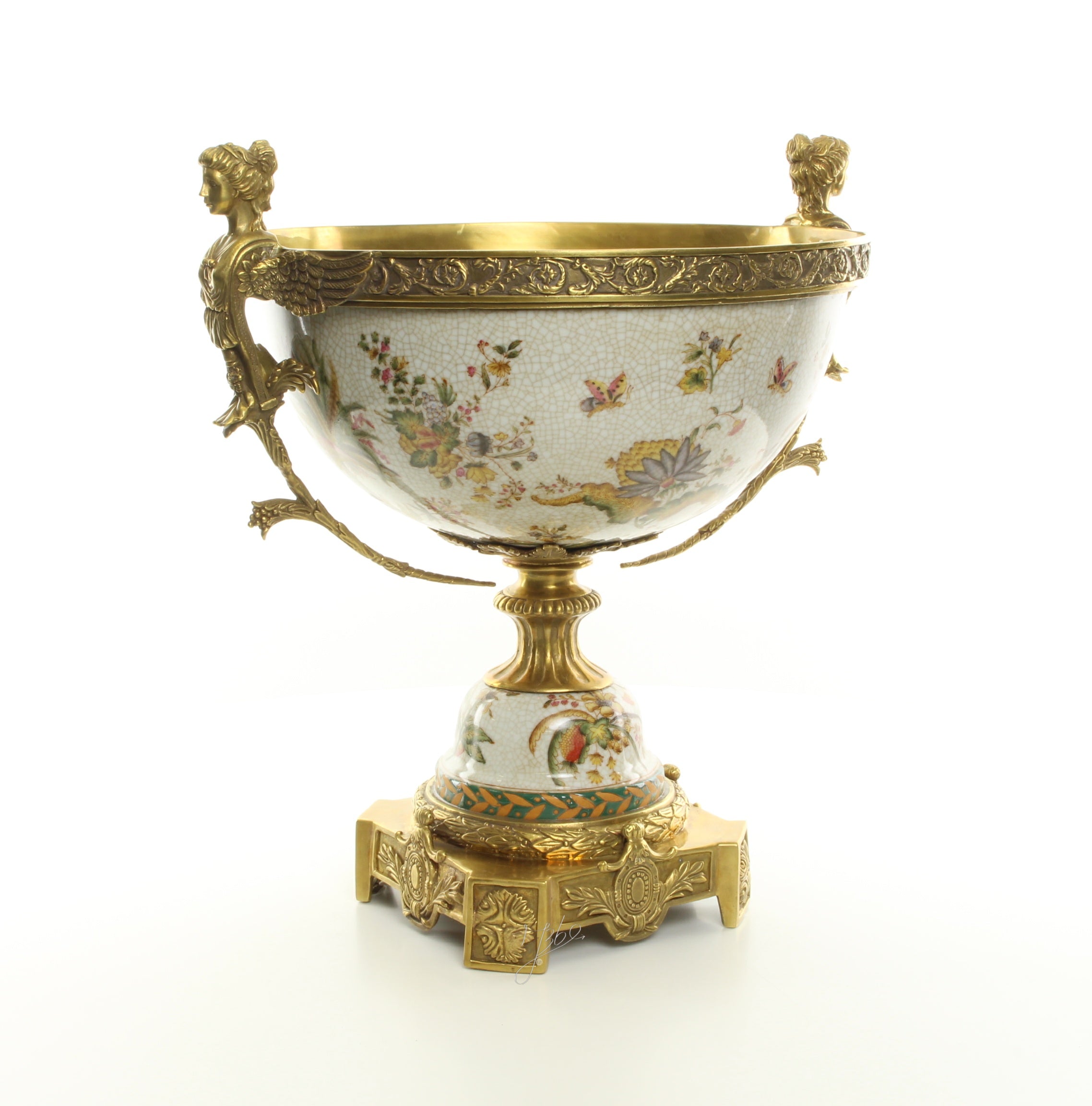 Porcelain footed bowl – Bronze – 42 cm