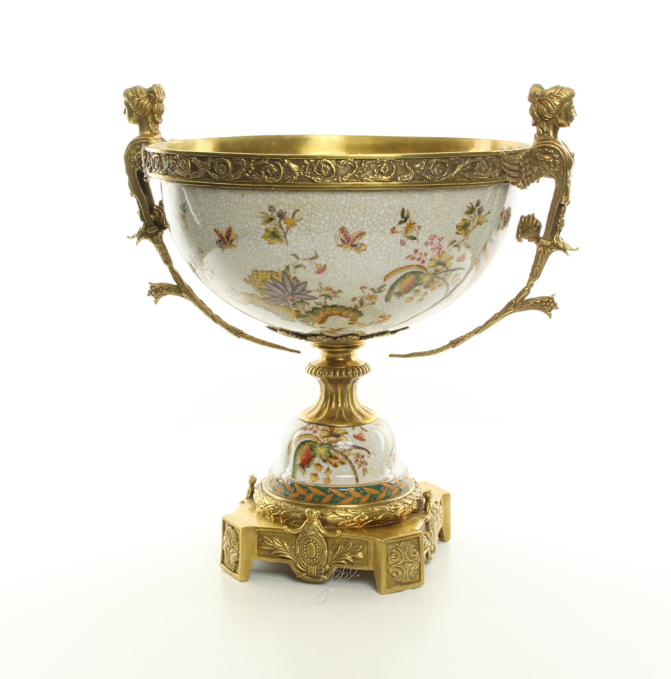 Porcelain footed bowl – Bronze – 42 cm