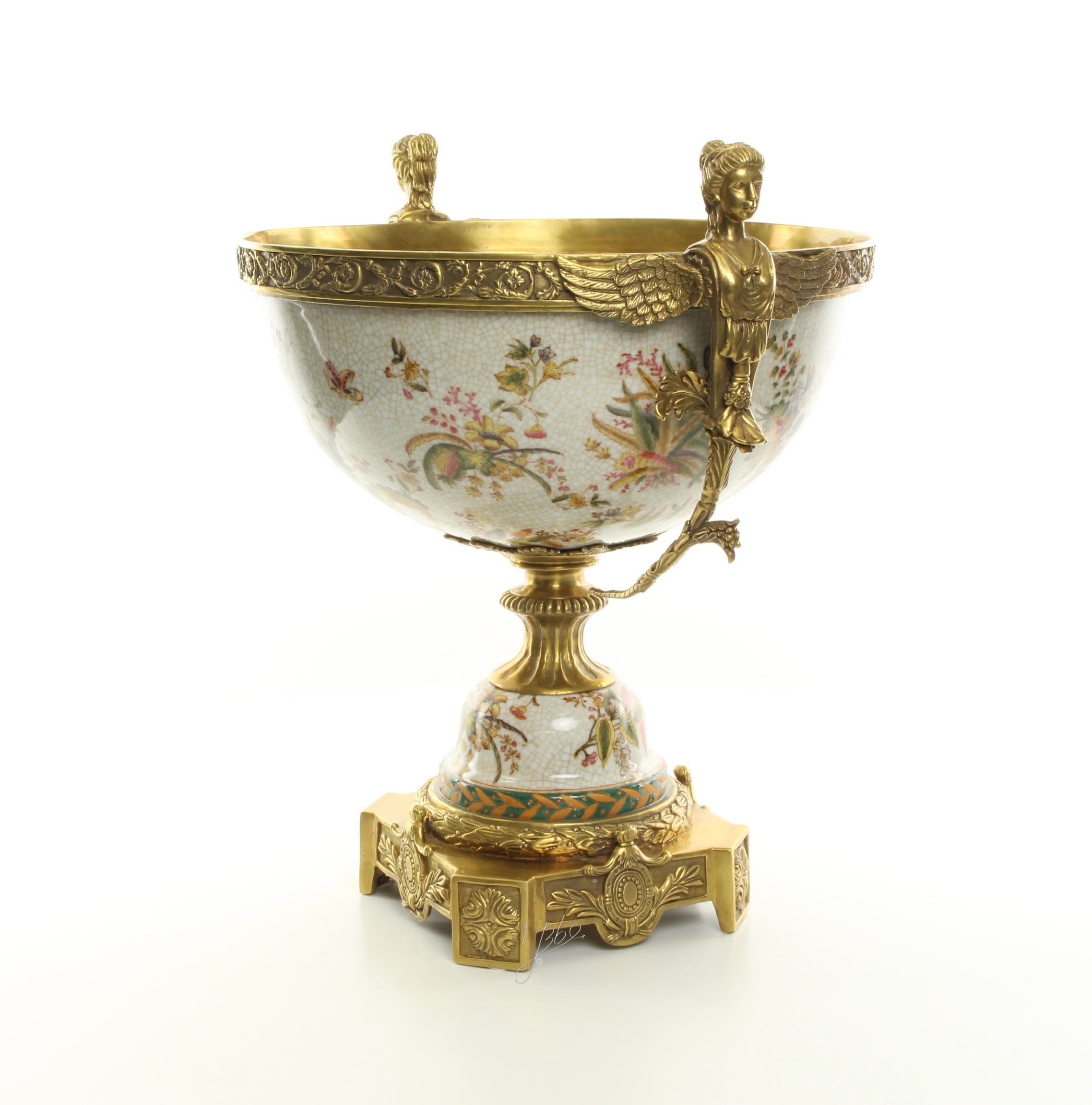 Porcelain footed bowl – Bronze – 42 cm