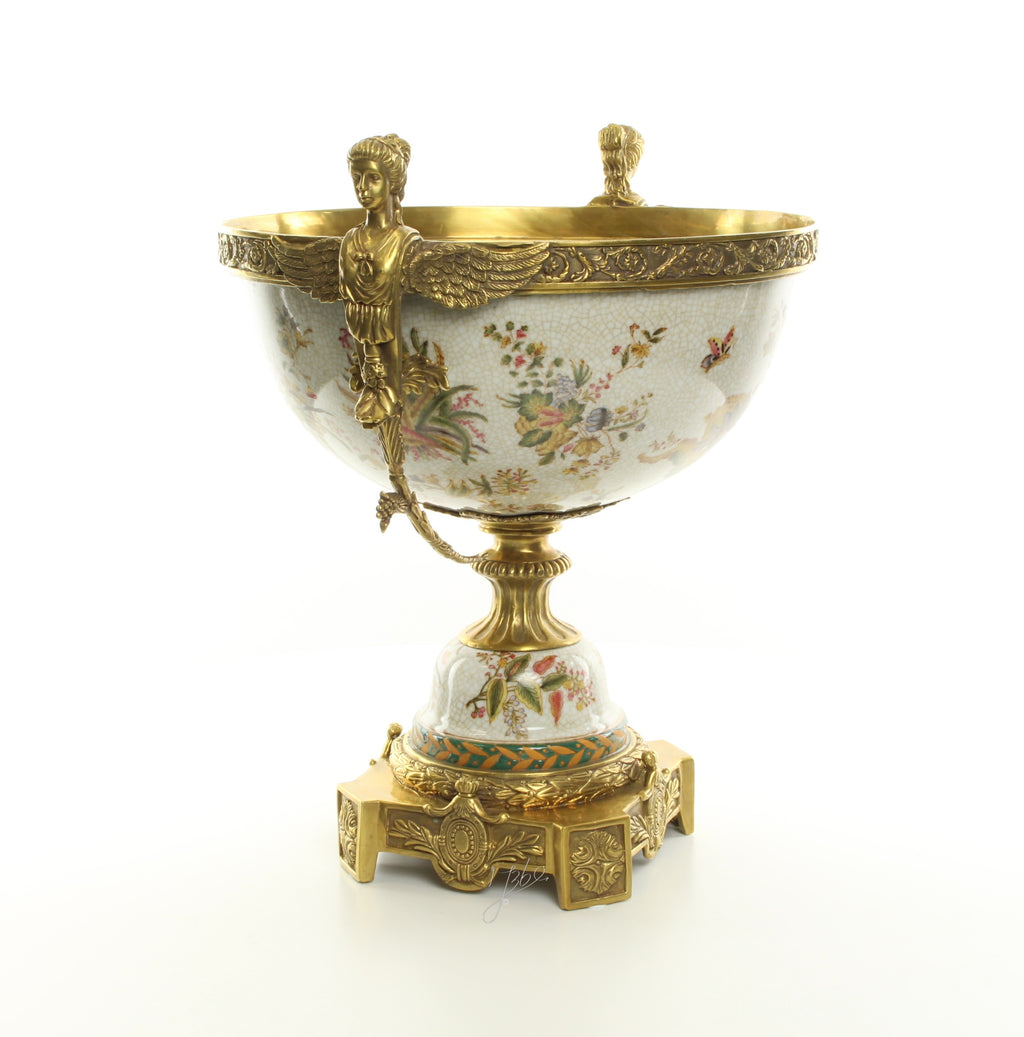 Porcelain footed bowl – Bronze – 42 cm