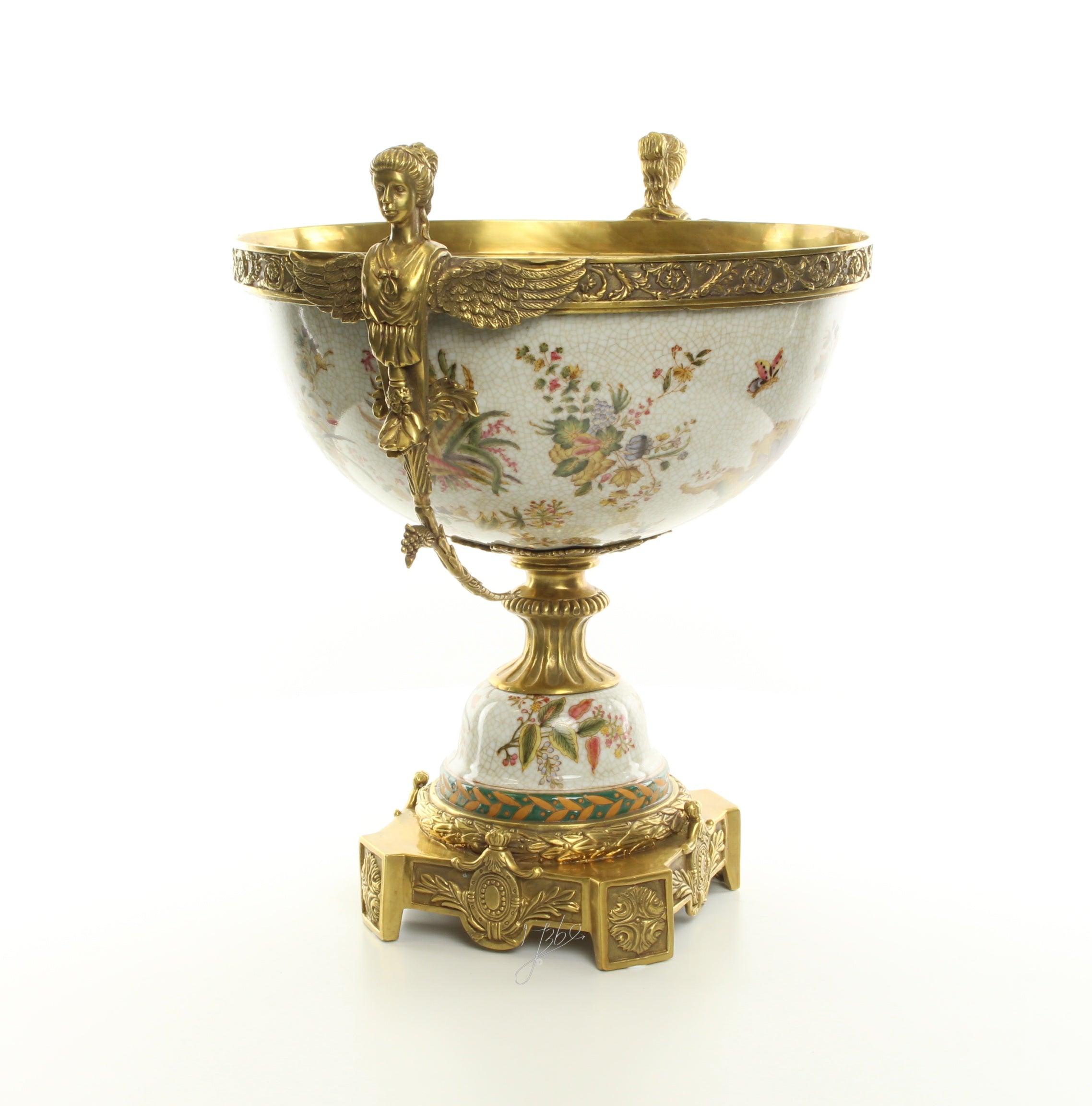 Porcelain footed bowl – Bronze – 42 cm