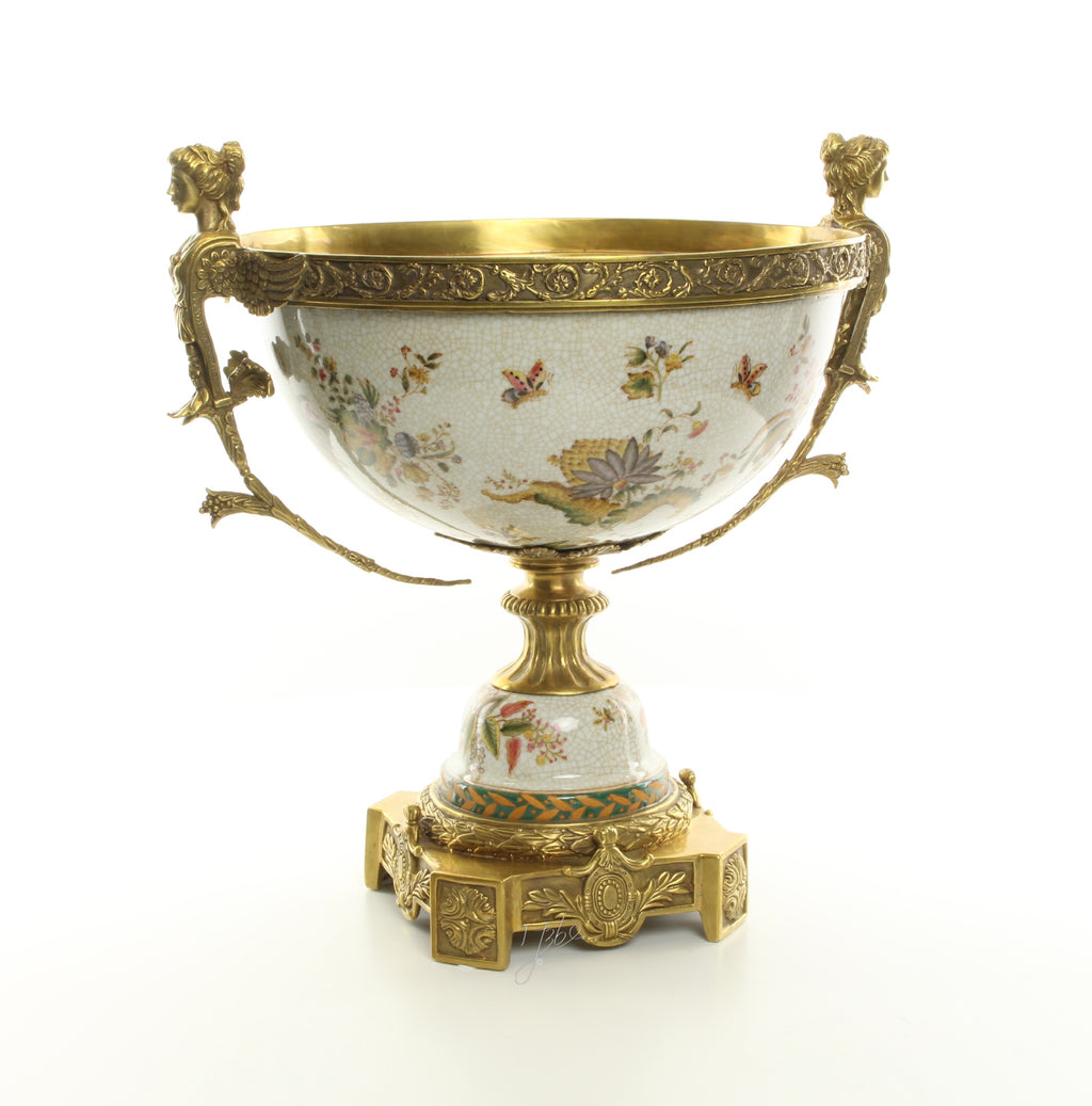 Porcelain footed bowl – Bronze – 42 cm