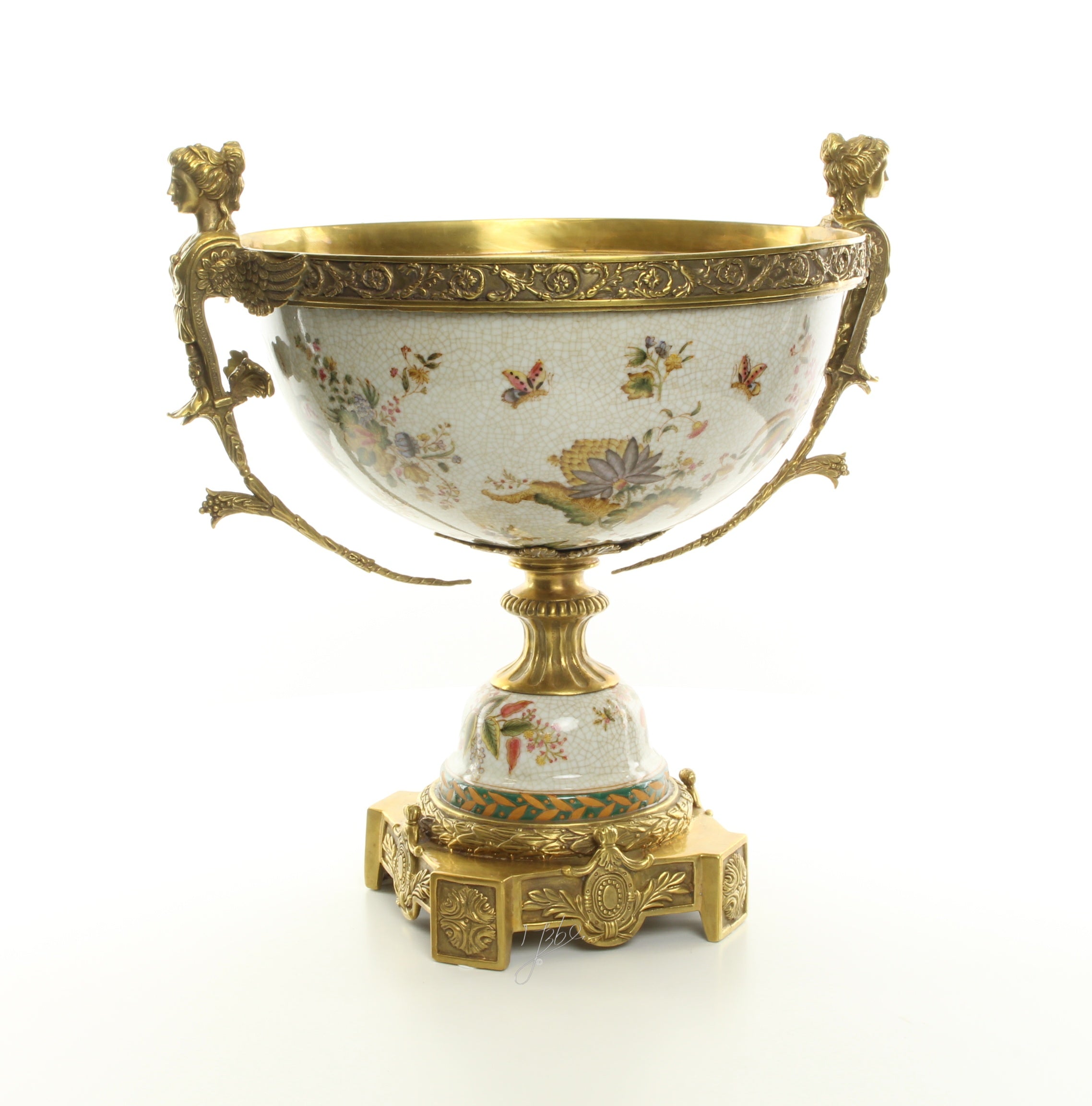 Porcelain footed bowl – Bronze – 42 cm