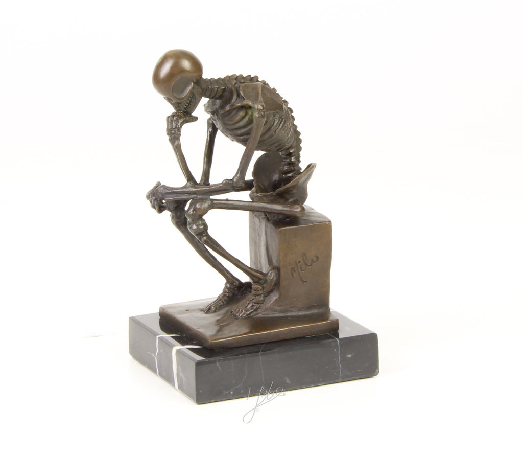 Skeleton Thinker - Bronze sculpture - 15 cm