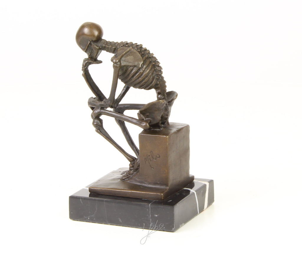 Skeleton Thinker - Bronze sculpture - 15 cm