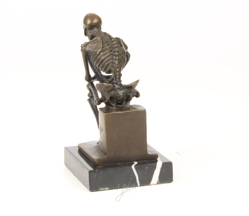 Skeleton Thinker - Bronze sculpture - 15 cm