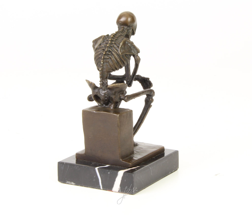 Skeleton Thinker - Bronze sculpture - 15 cm
