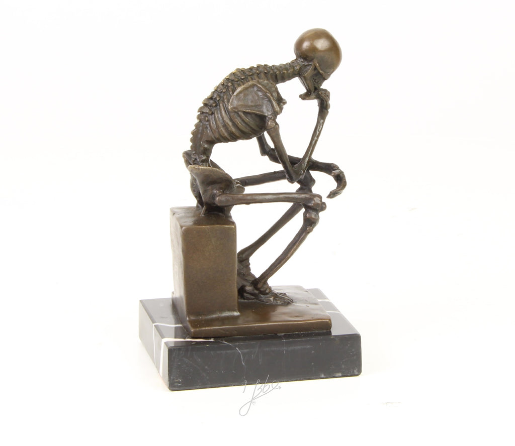 Skeleton Thinker - Bronze sculpture - 15 cm