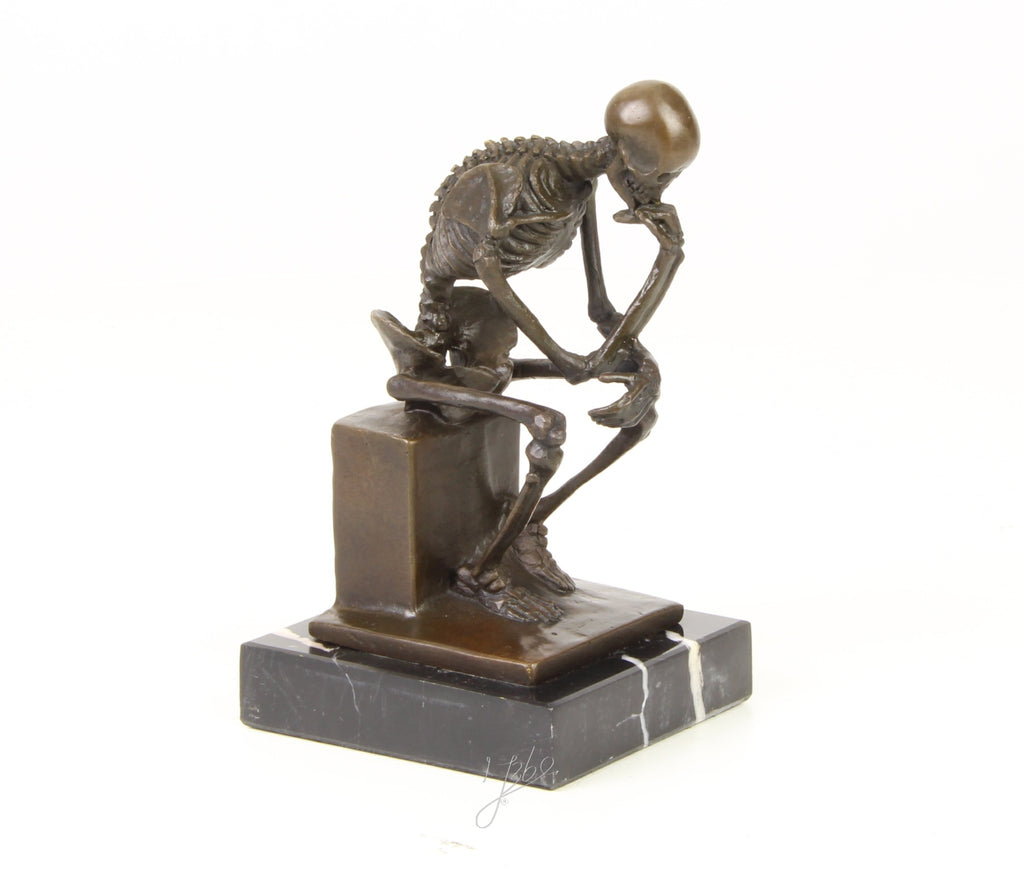 Skeleton Thinker - Bronze sculpture - 15 cm