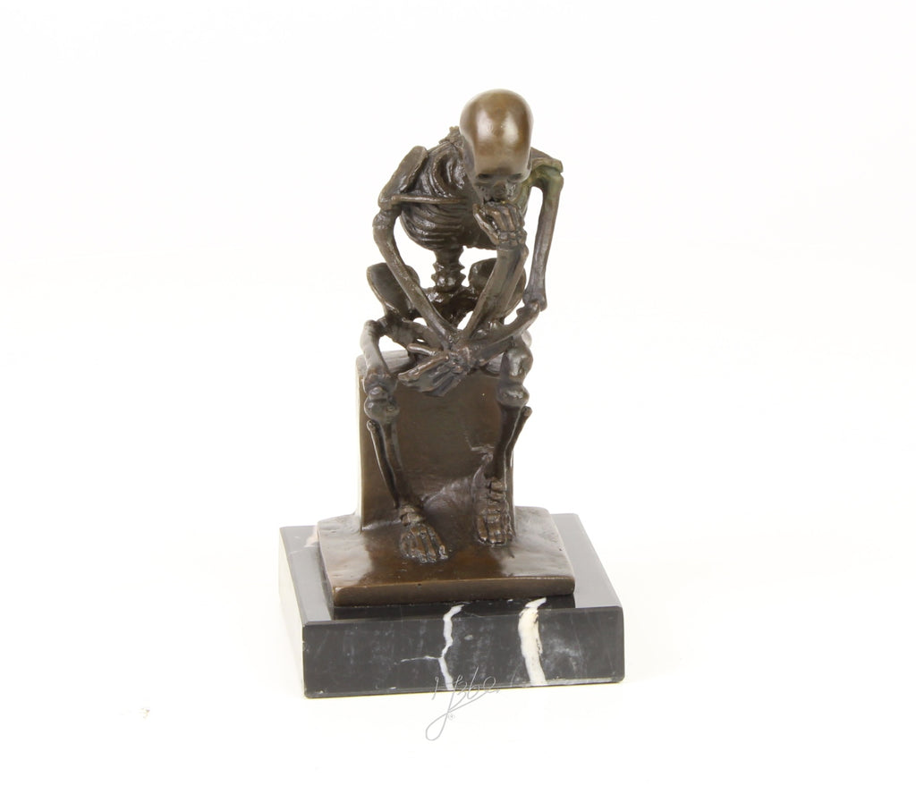 Skeleton Thinker - Bronze sculpture - 15 cm
