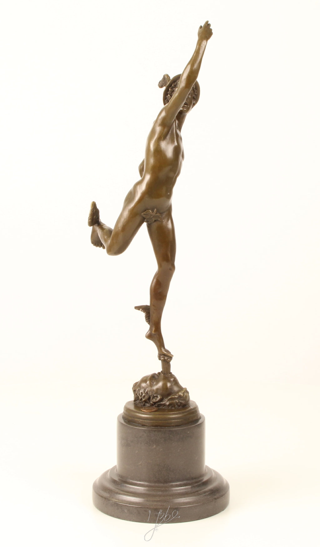 Bronzen Mercurius sculptuur – op marmeren sokkel