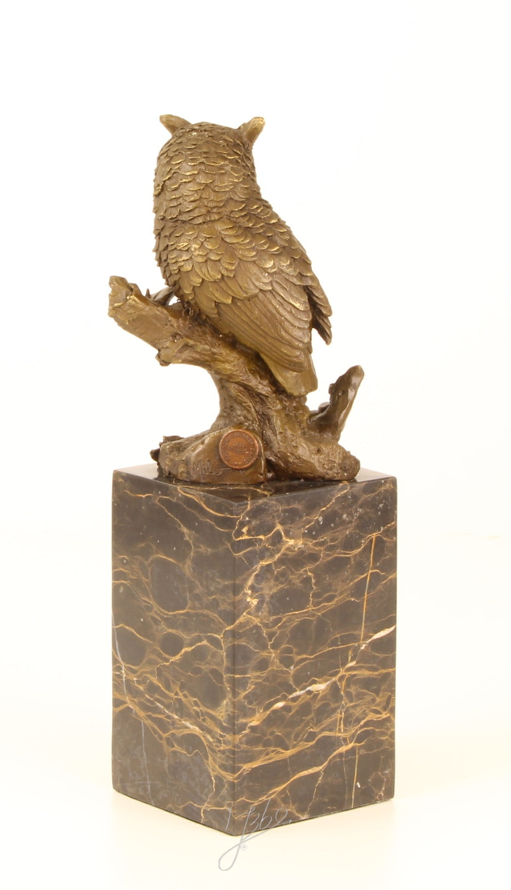 Bronzen sculptuur ‘Ransuil’ op marmeren sokkel