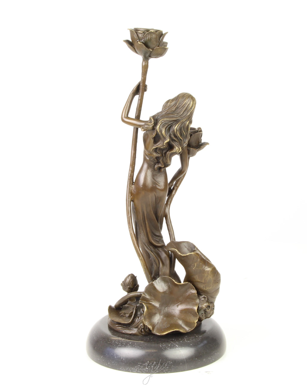 Art Nouveau Kandelaar – Bronzen, marmer – 35,2 cm