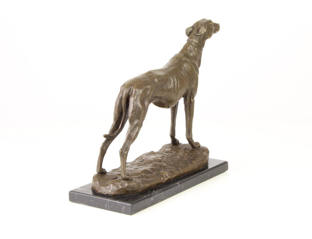 Windhond – Bronzen beeld, marmer – 24,5 cm