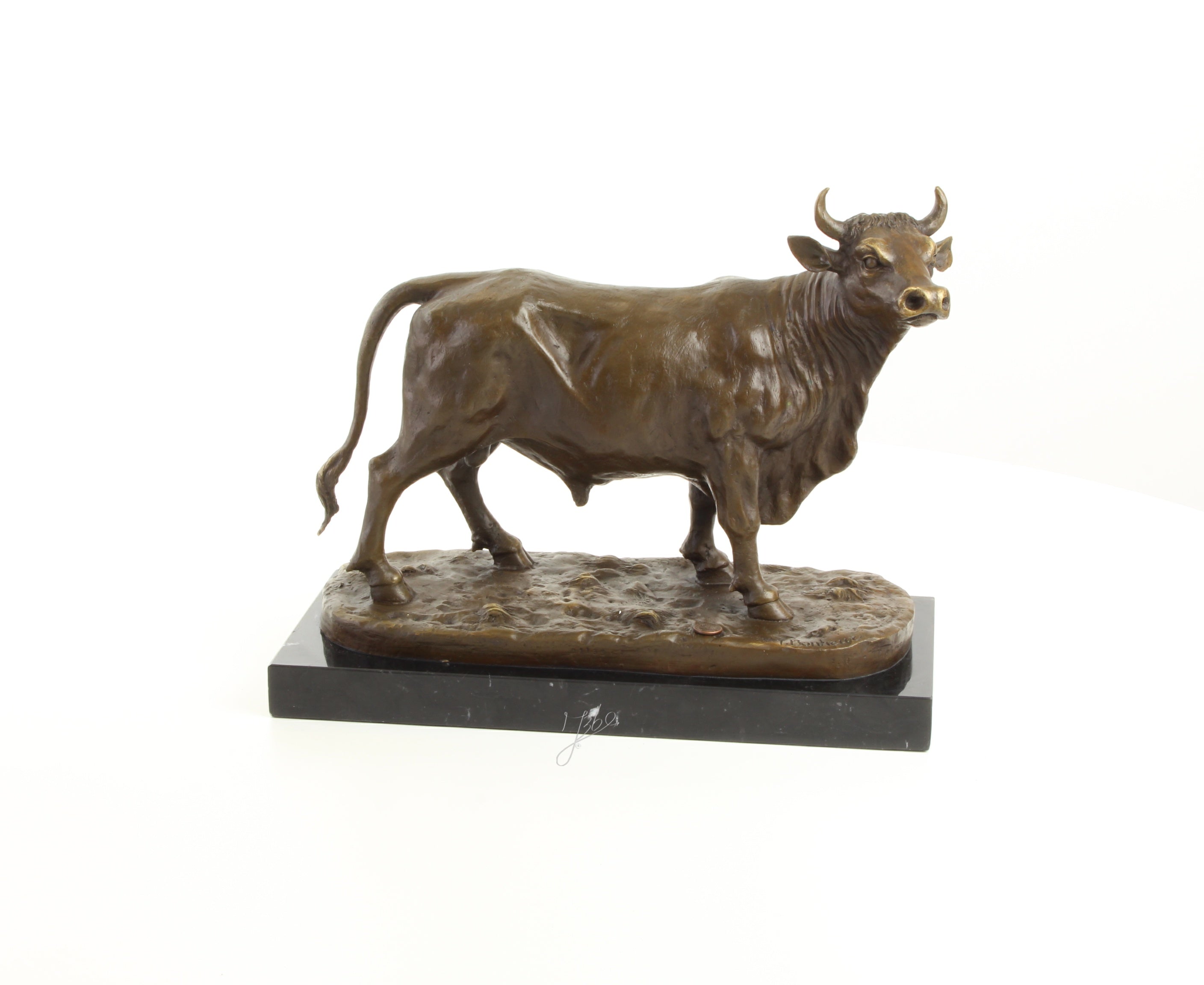 Stier – Bronzen beeld, marmer – 28,3 cm