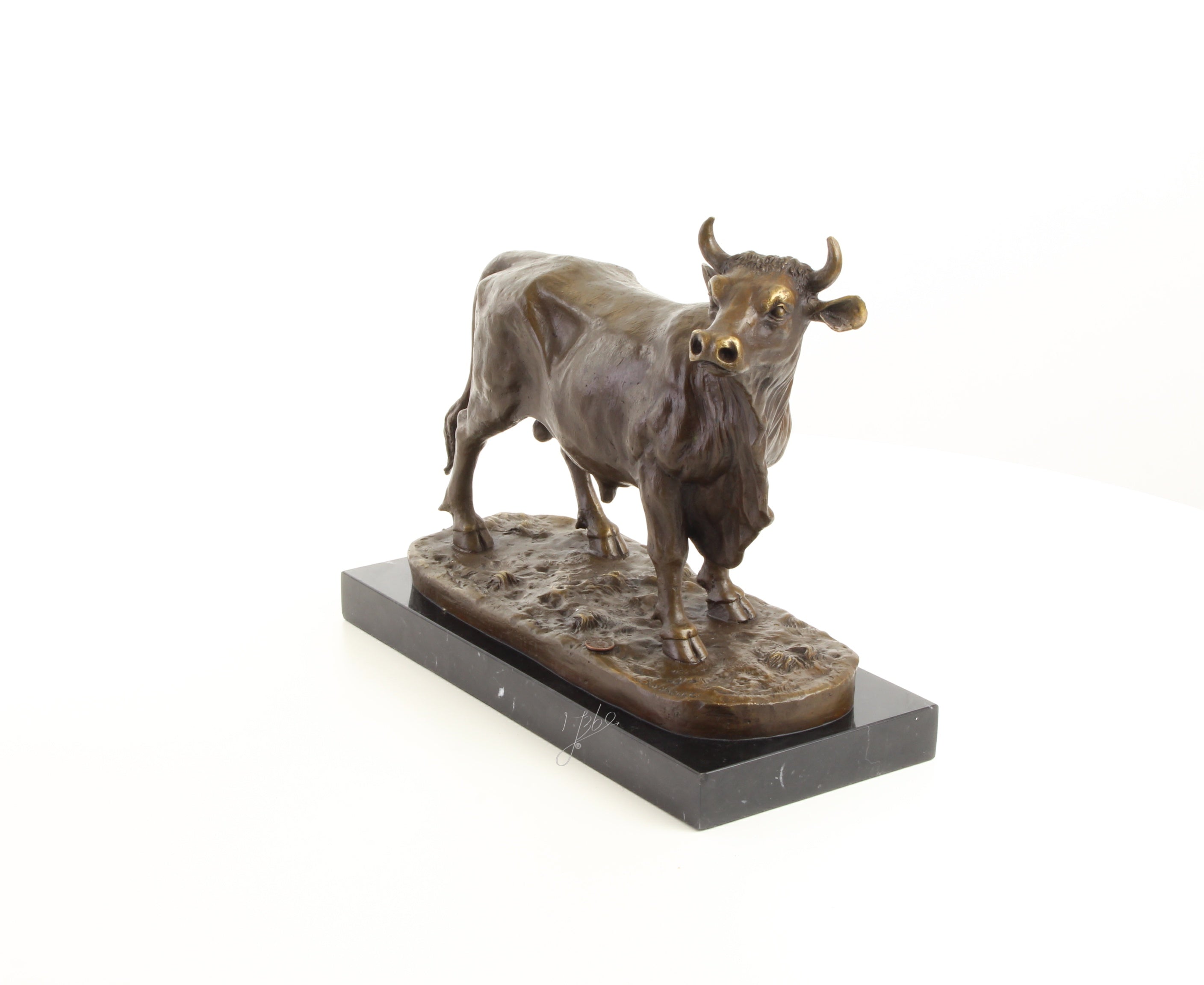 Stier – Bronzen beeld, marmer – 28,3 cm