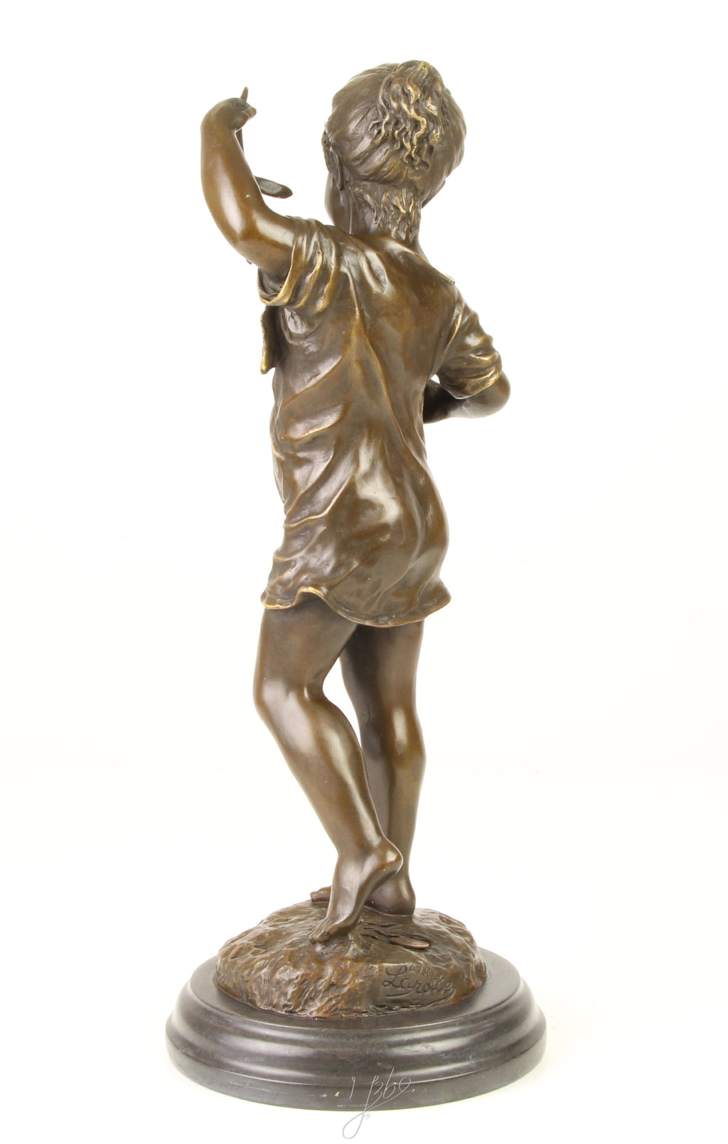 Girl with Cat - Bronze sculpture - 39 cm