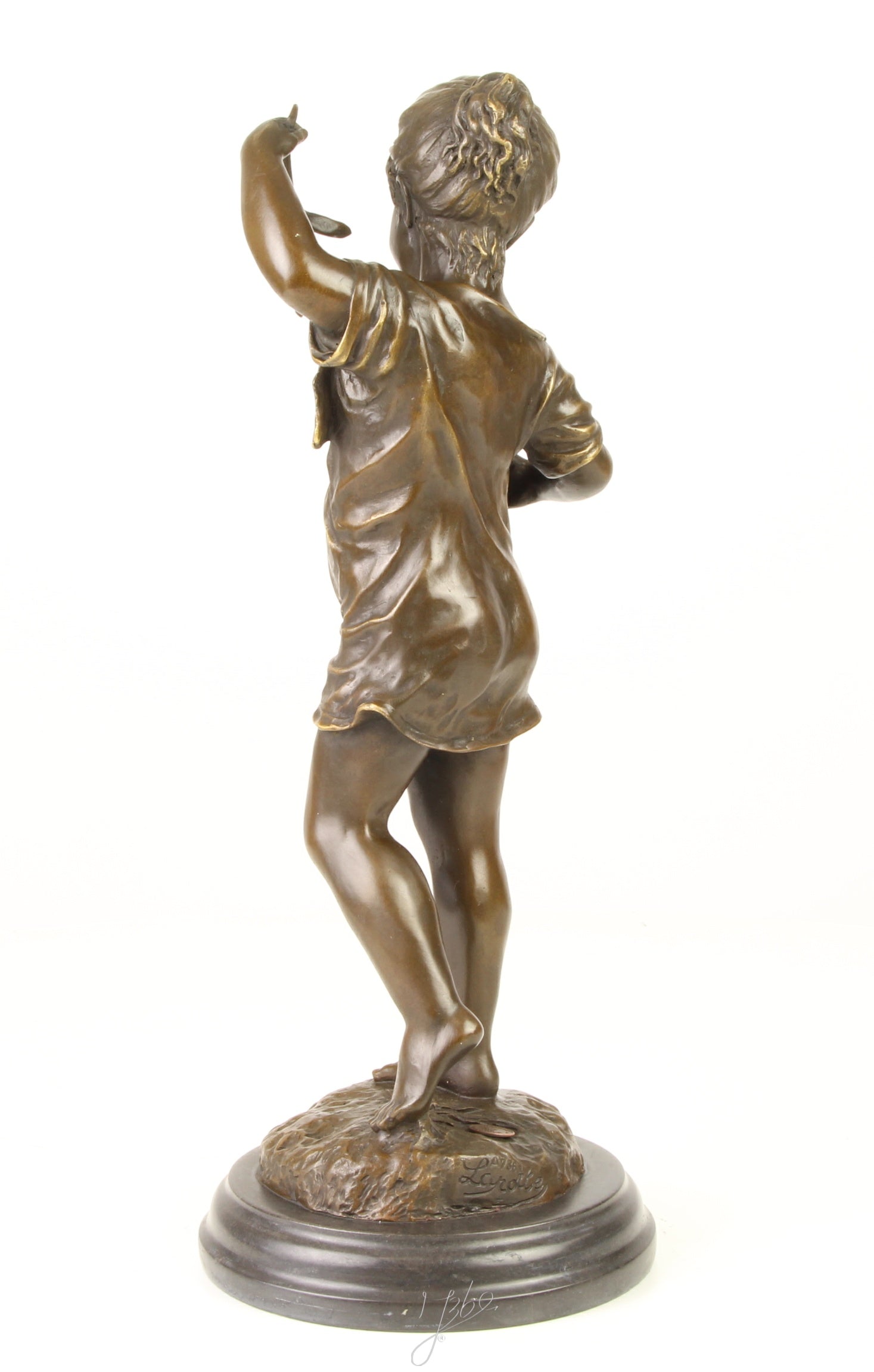 Meisje met Kat - Bronzen sculptuur - 39 cm