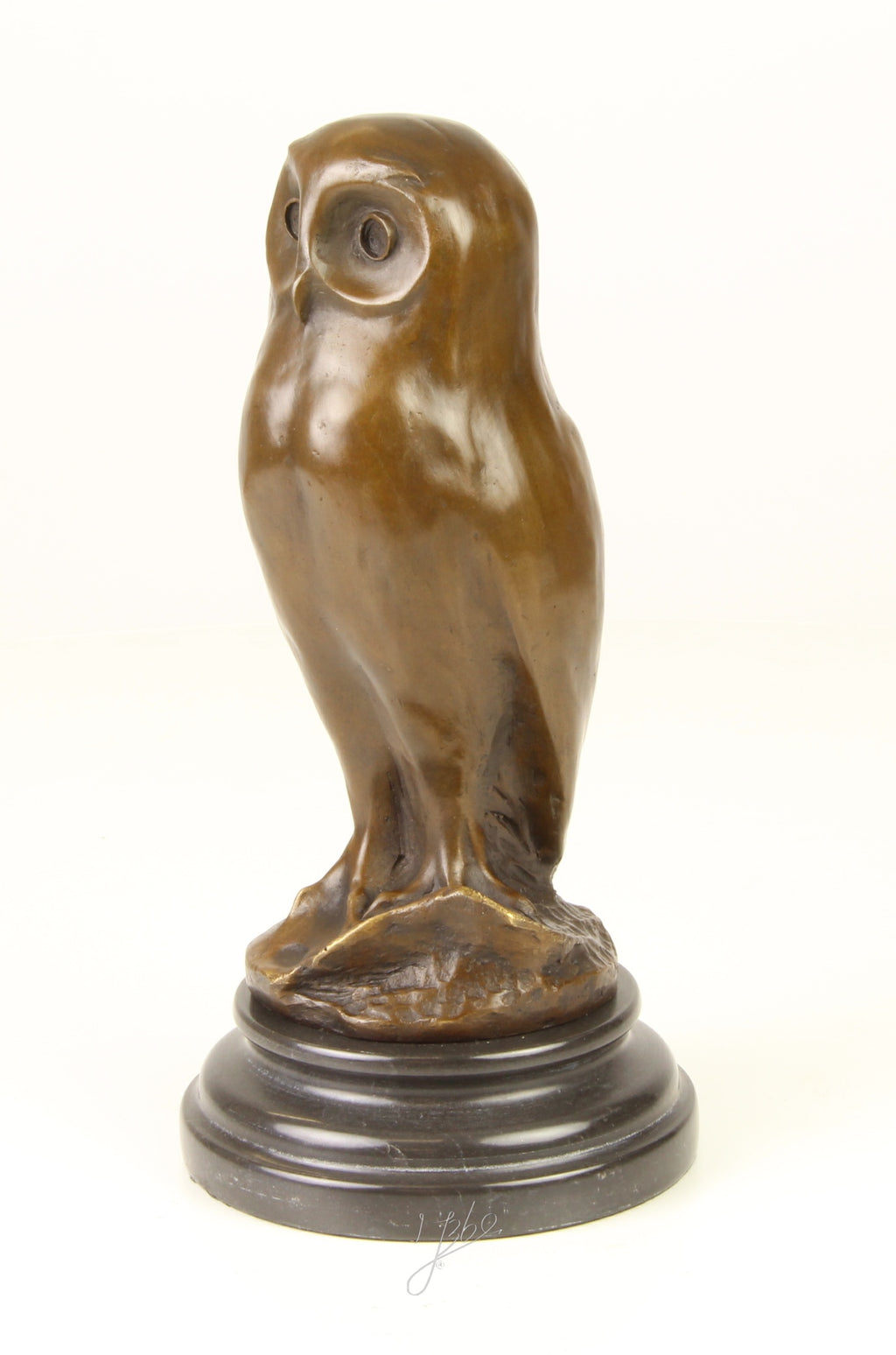 Jonge uil – Bronzen beeld, marmer – 24,7 cm