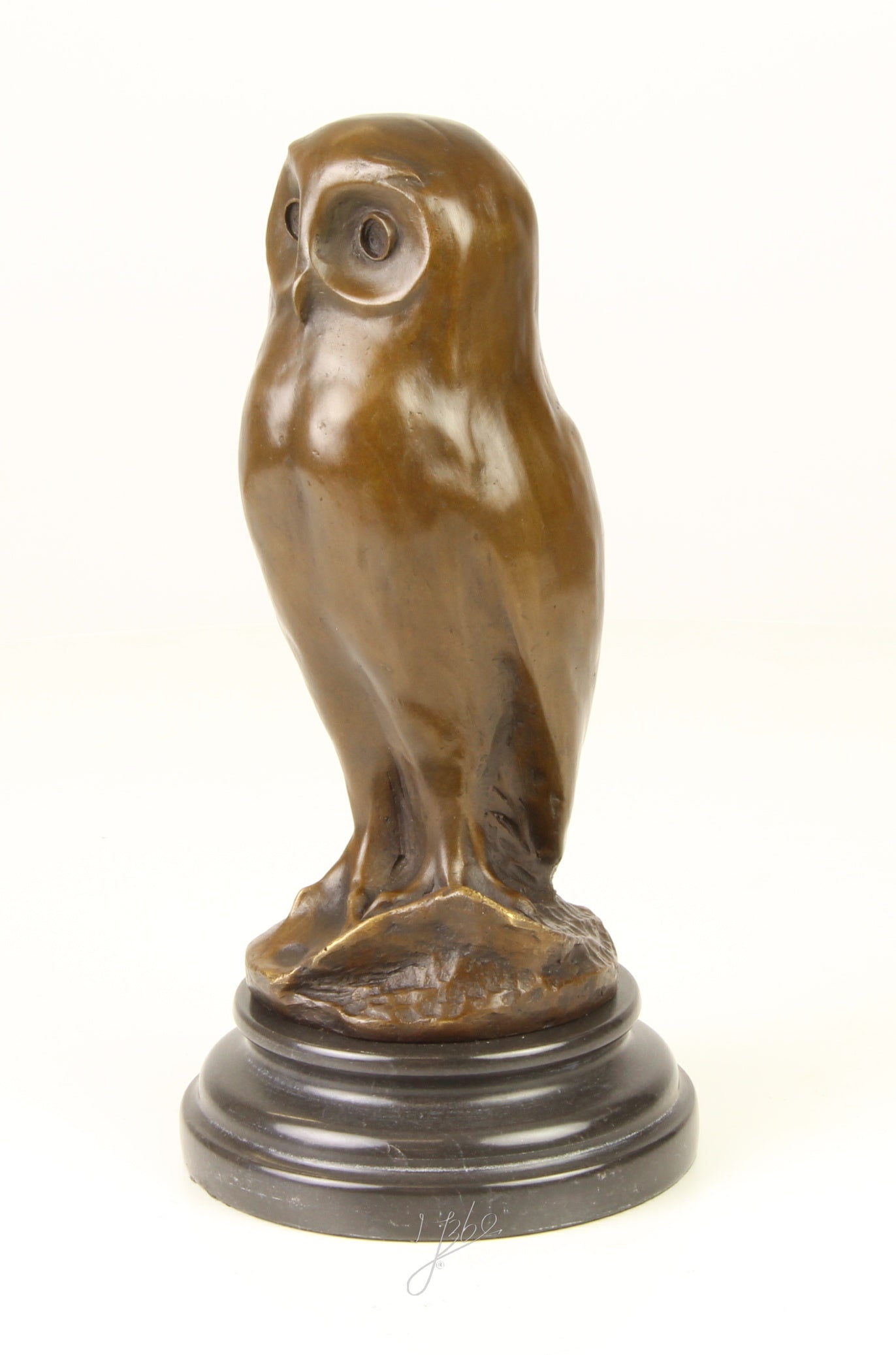 Jonge uil – Bronzen beeld, marmer – 24,7 cm