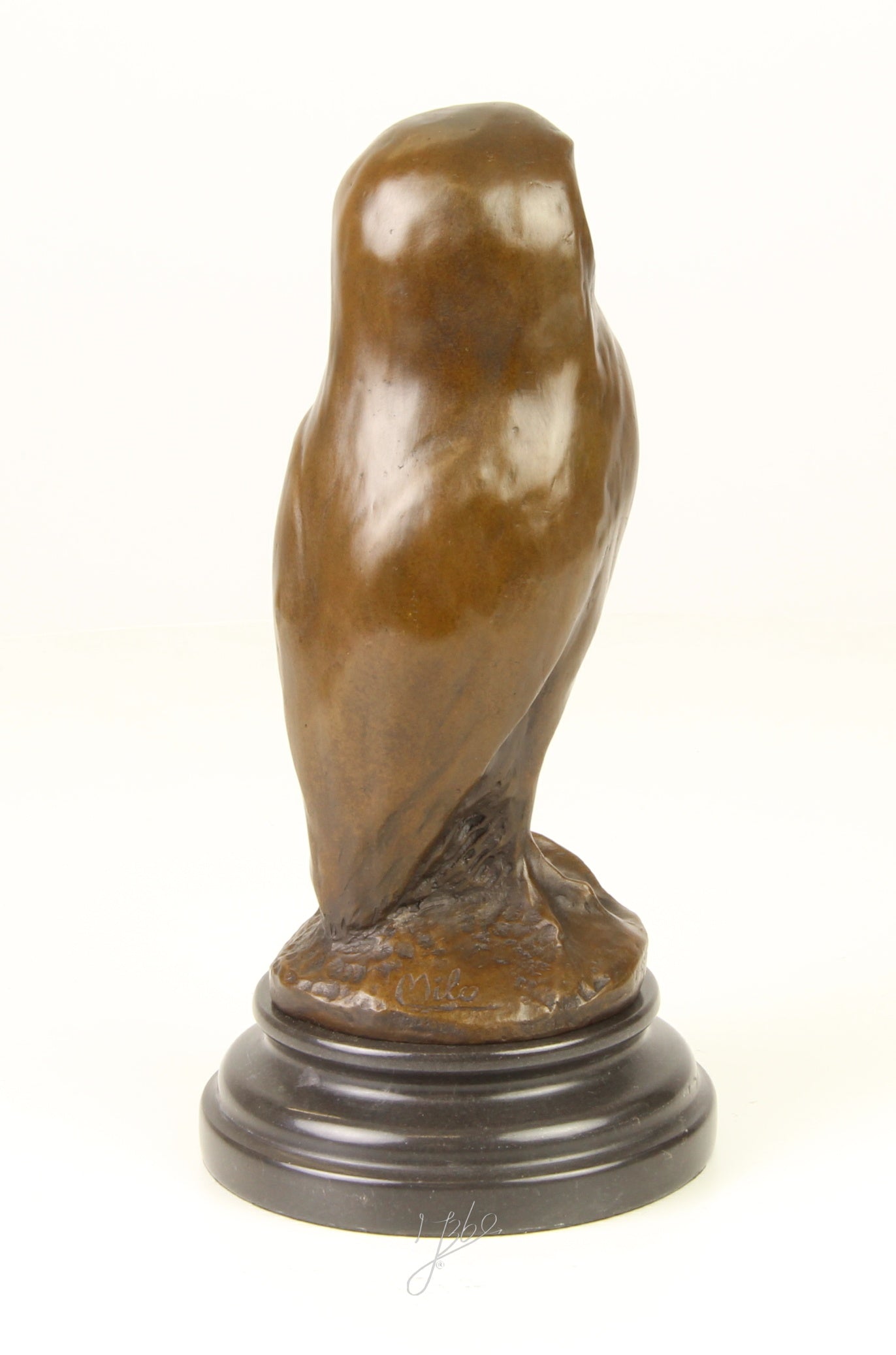 Jonge uil – Bronzen beeld, marmer – 24,7 cm