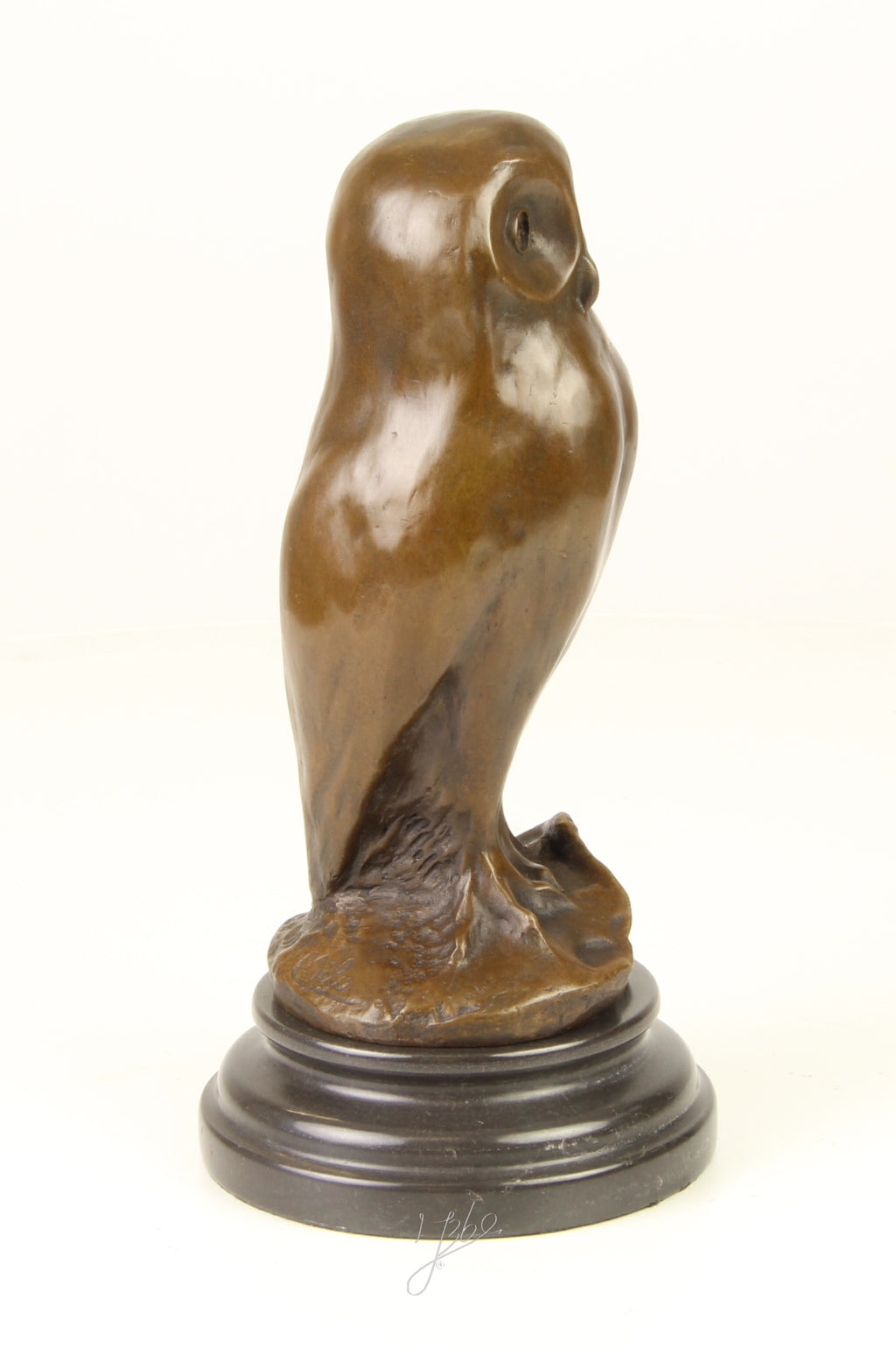 Jonge uil – Bronzen beeld, marmer – 24,7 cm