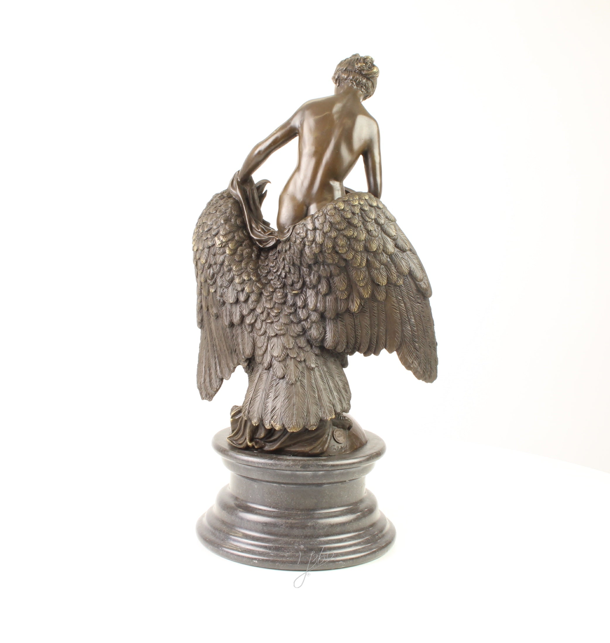 Hebe met adelaar – Bronzen beeld, marmer – 50 cm