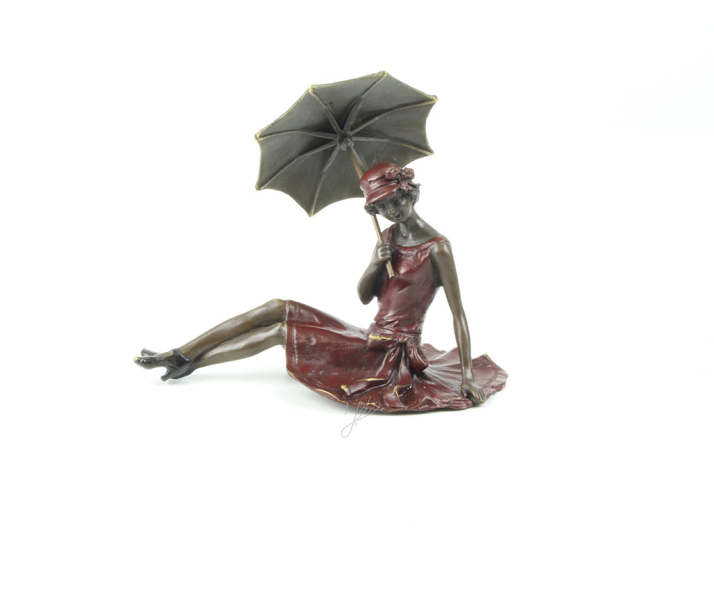 Dame met paraplu – Bronzen beeld – 11,5 cm