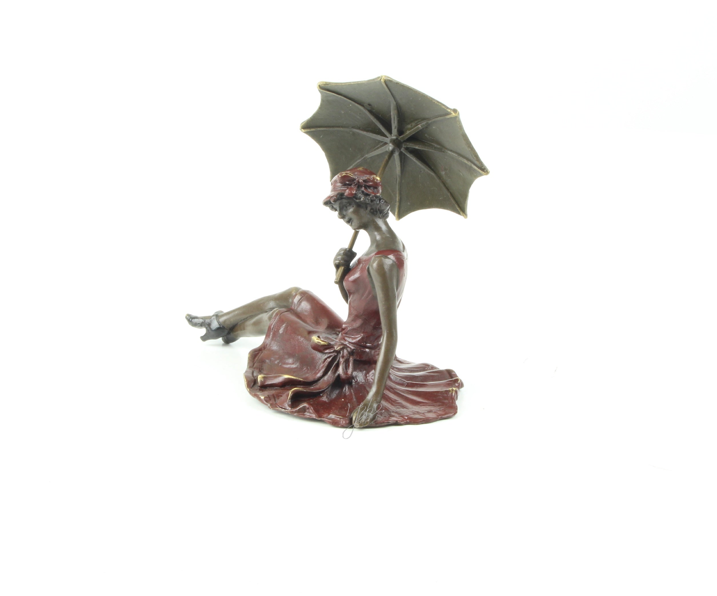 Dame met paraplu – Bronzen beeld – 11,5 cm