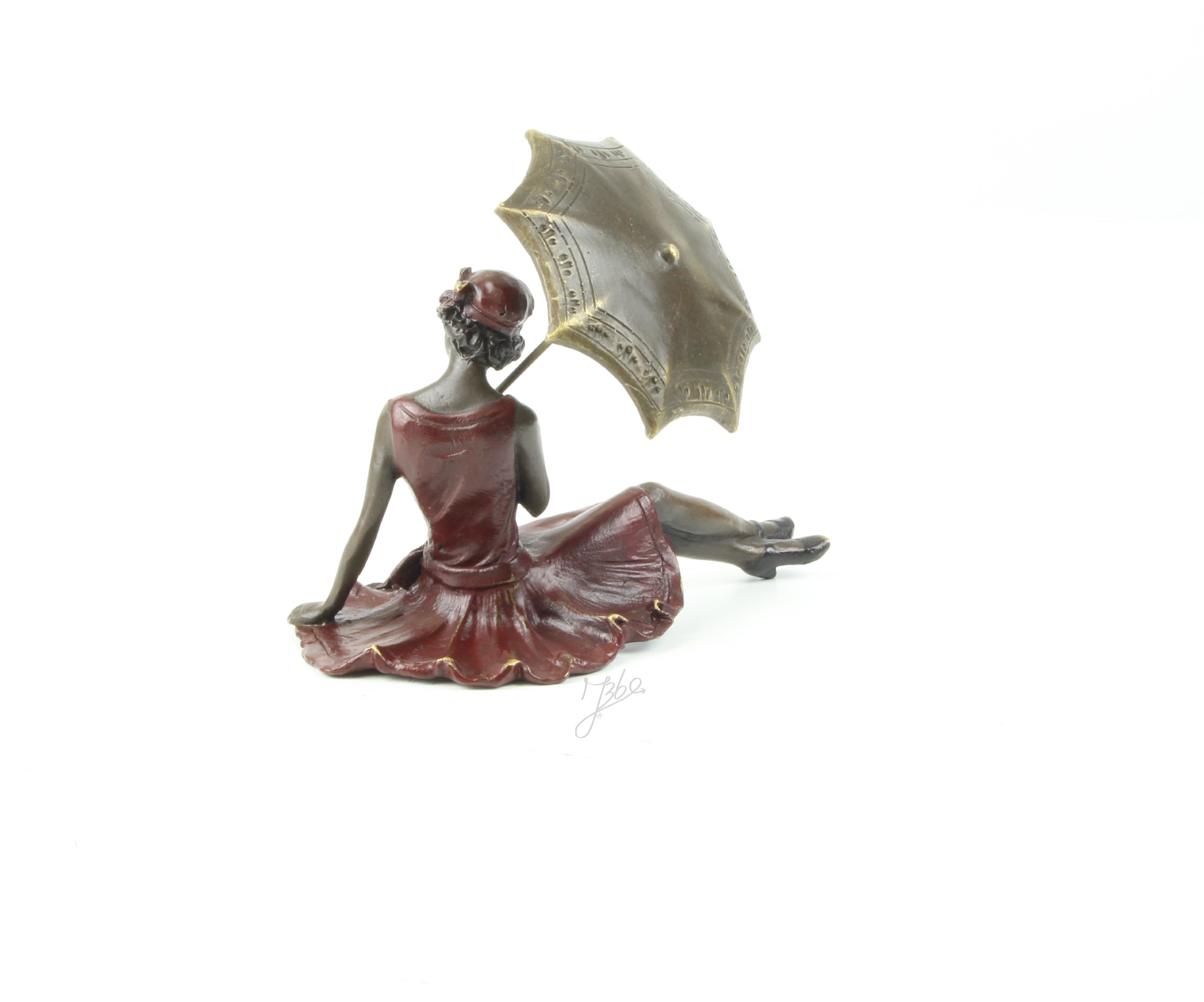 Dame met paraplu – Bronzen beeld – 11,5 cm