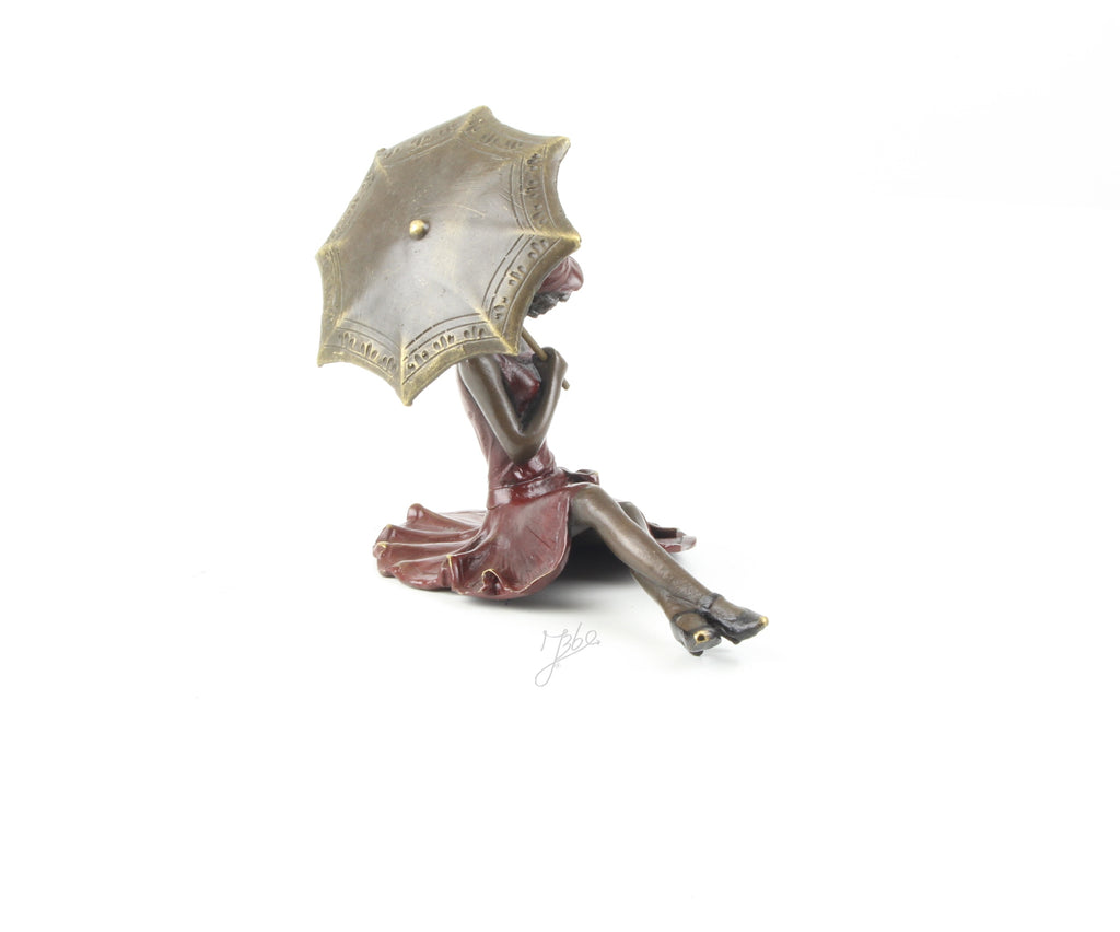 Dame met paraplu – Bronzen beeld – 11,5 cm