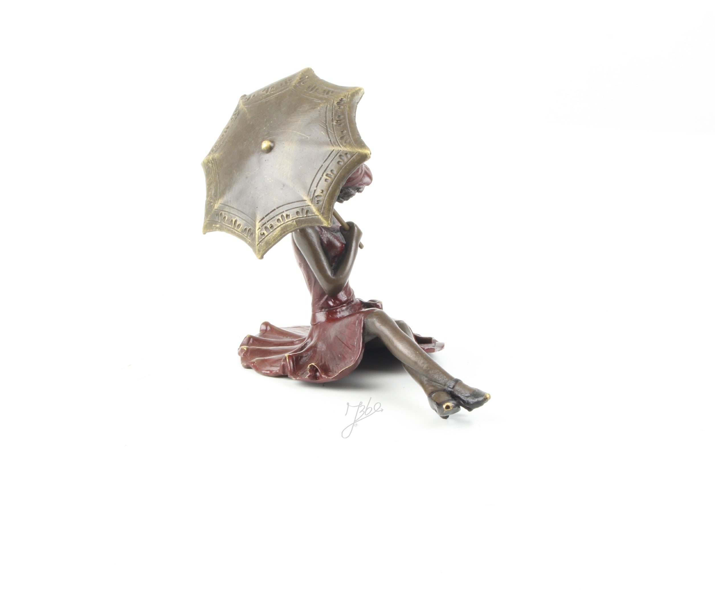 Dame met paraplu – Bronzen beeld – 11,5 cm