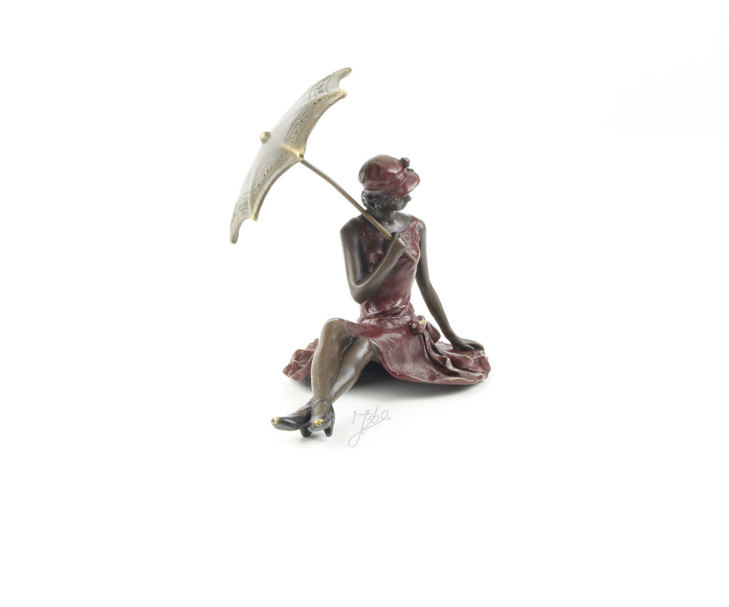 Dame met paraplu – Bronzen beeld – 11,5 cm