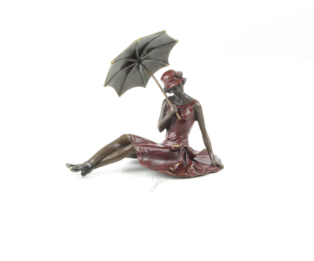 Dame met paraplu – Bronzen beeld – 11,5 cm