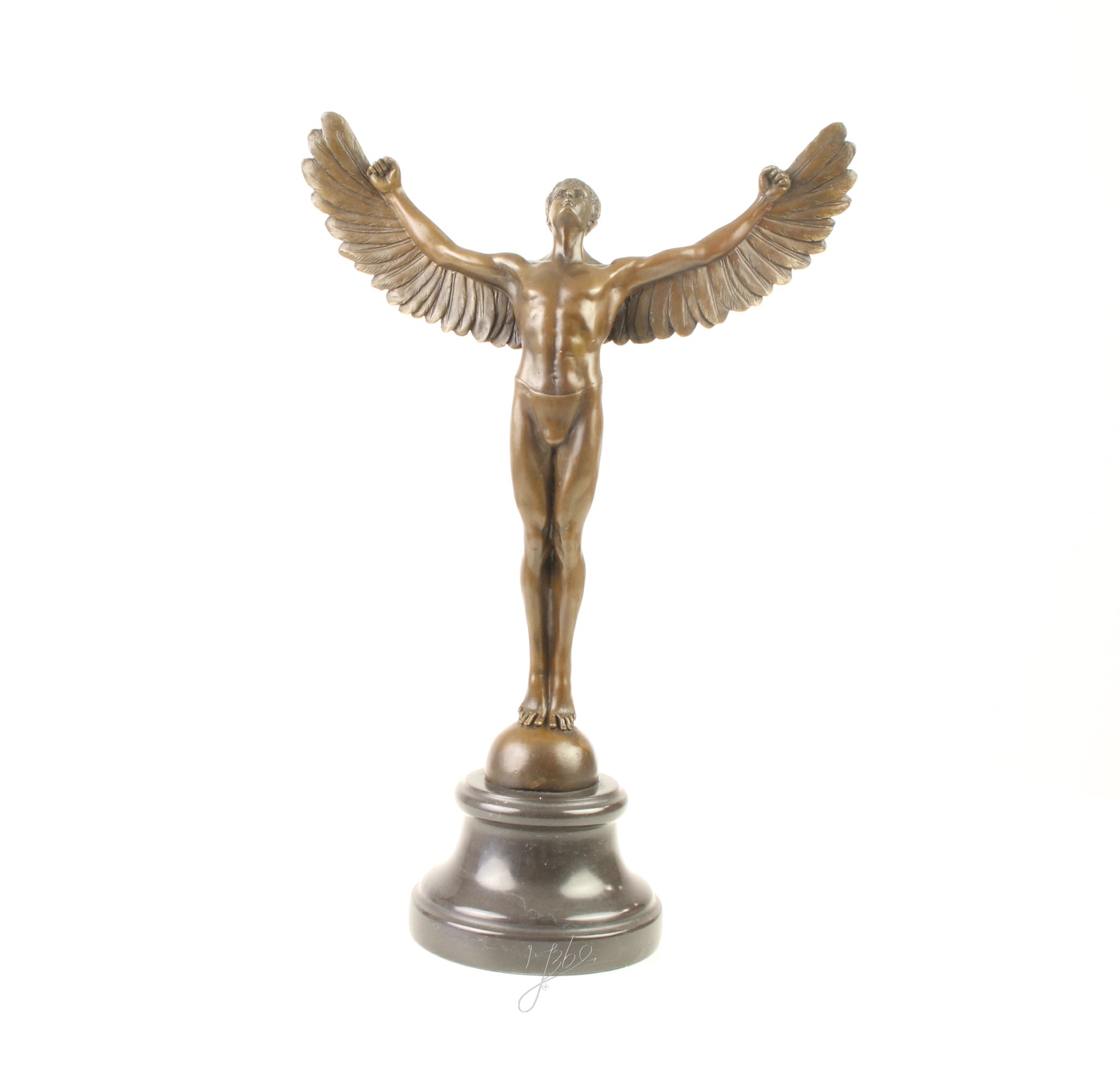 Bronzen Icarus op marmeren sokkel