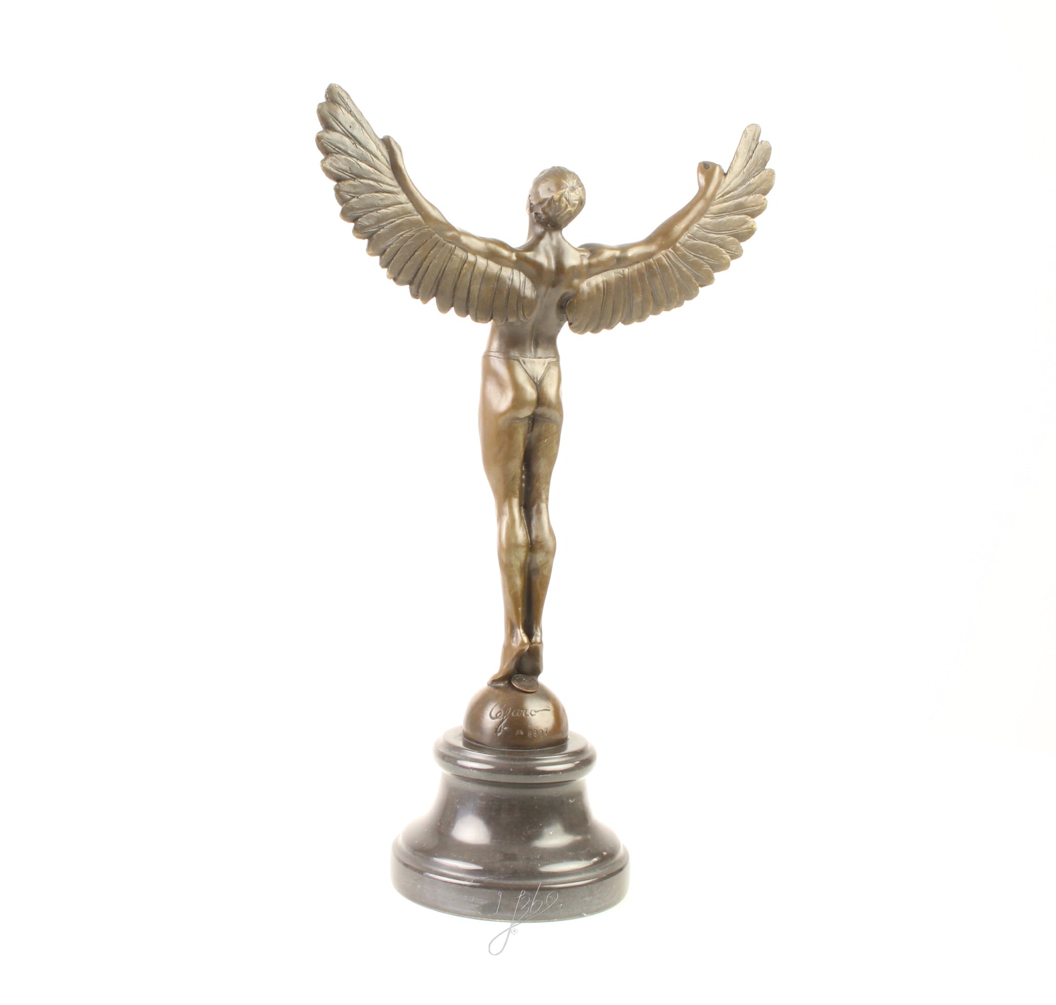 Bronzen Icarus op marmeren sokkel