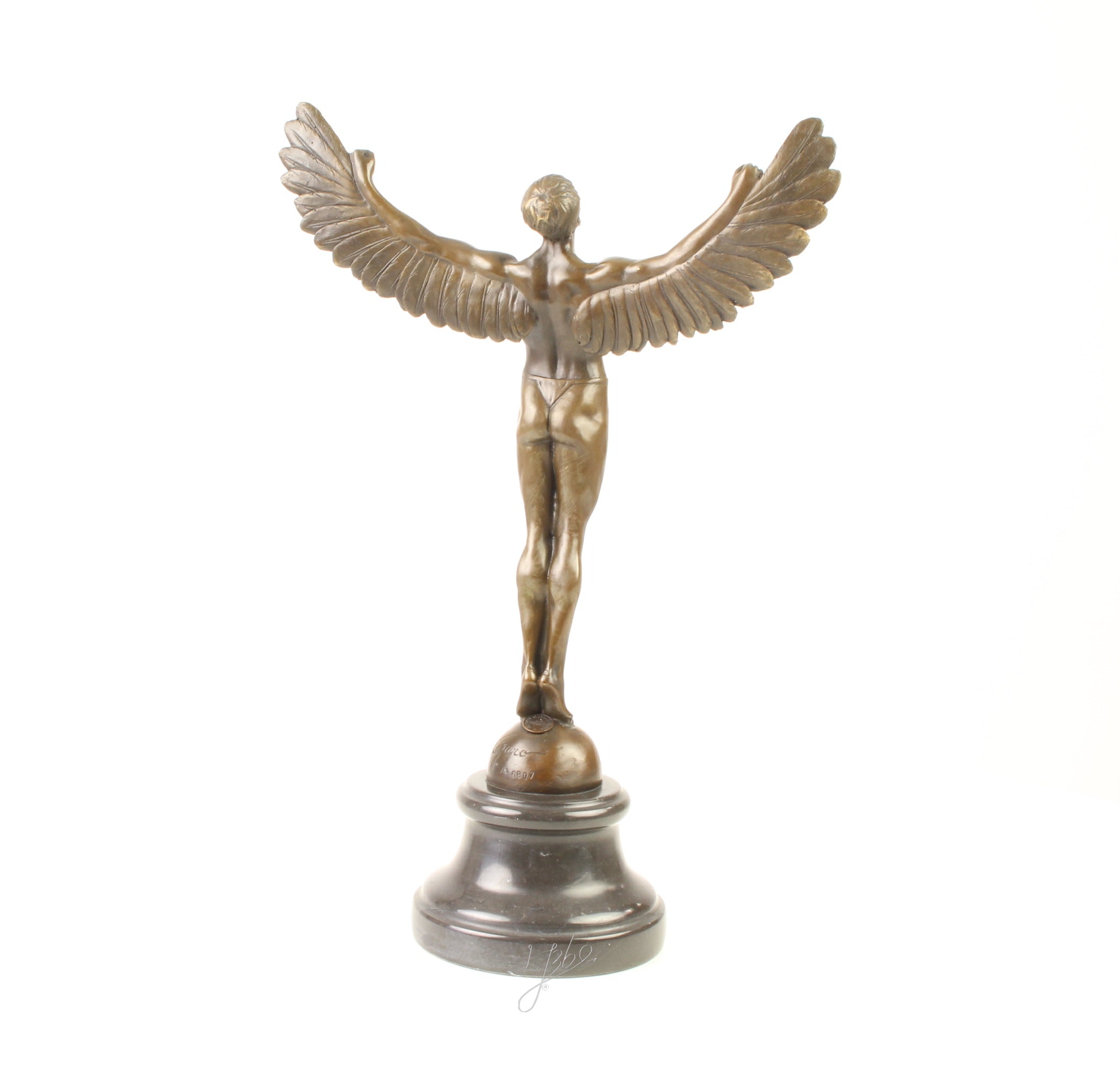 Bronzen Icarus op marmeren sokkel