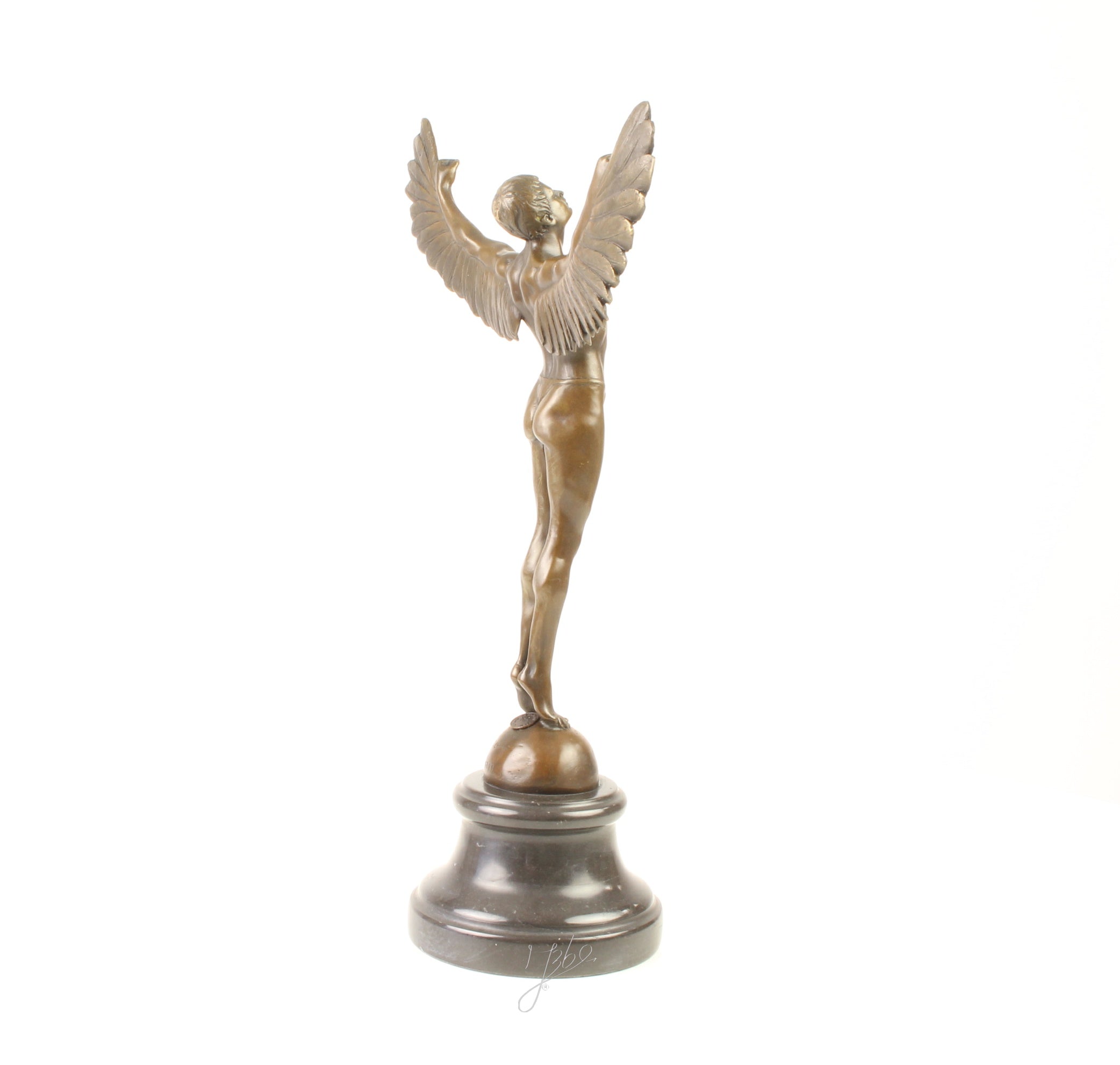 Bronzen Icarus op marmeren sokkel