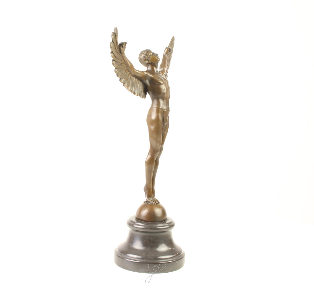 Bronzen Icarus op marmeren sokkel