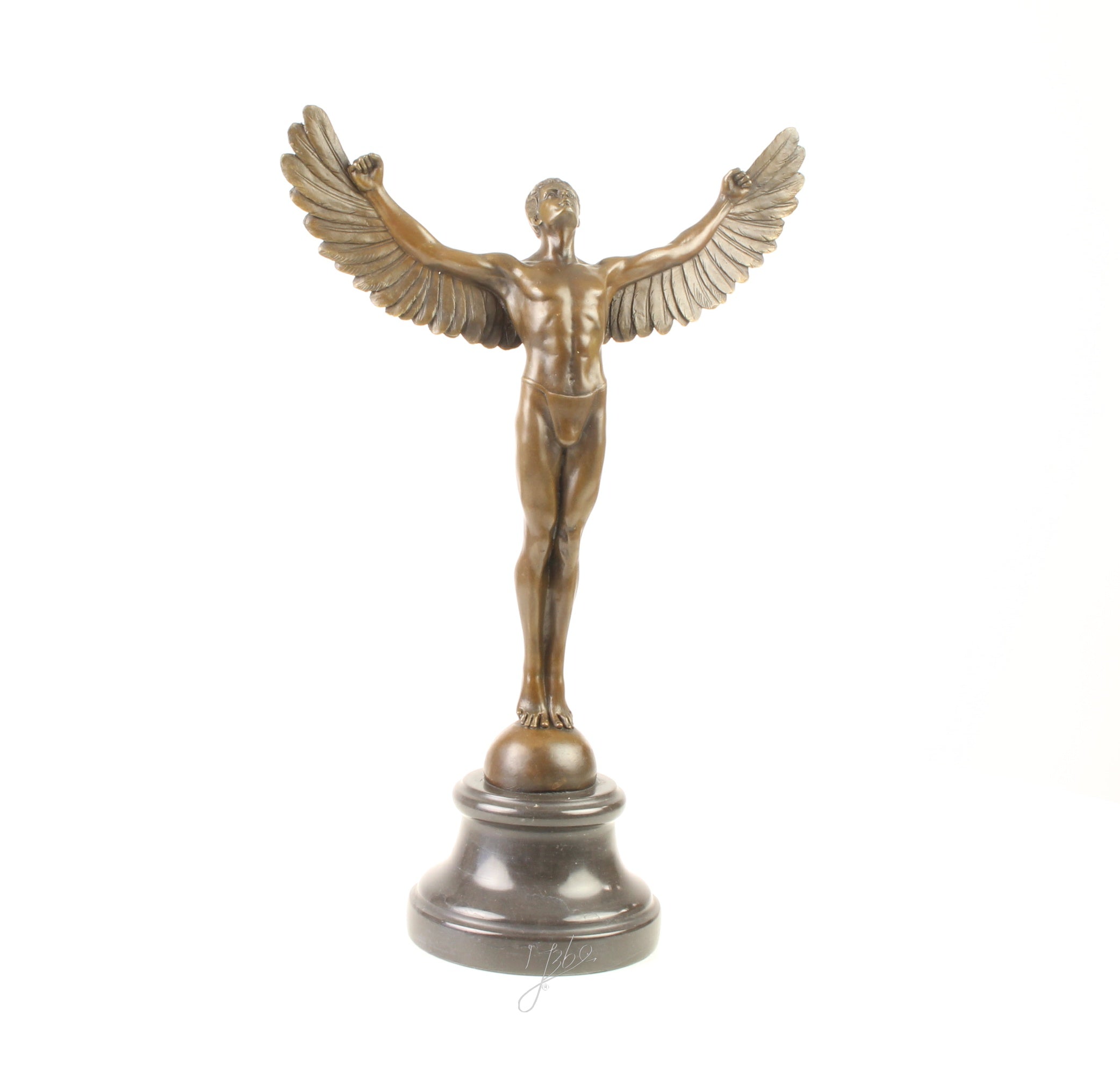 Bronzen Icarus op marmeren sokkel