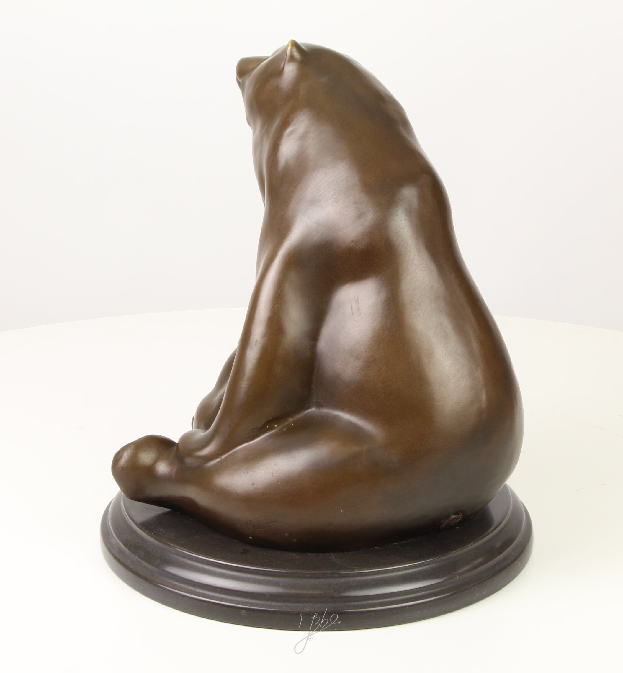 Bronzen beren (moeder met jong) - marmer sokkel