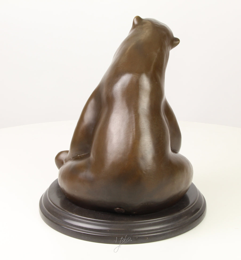 Bronzen beren (moeder met jong) - marmer sokkel