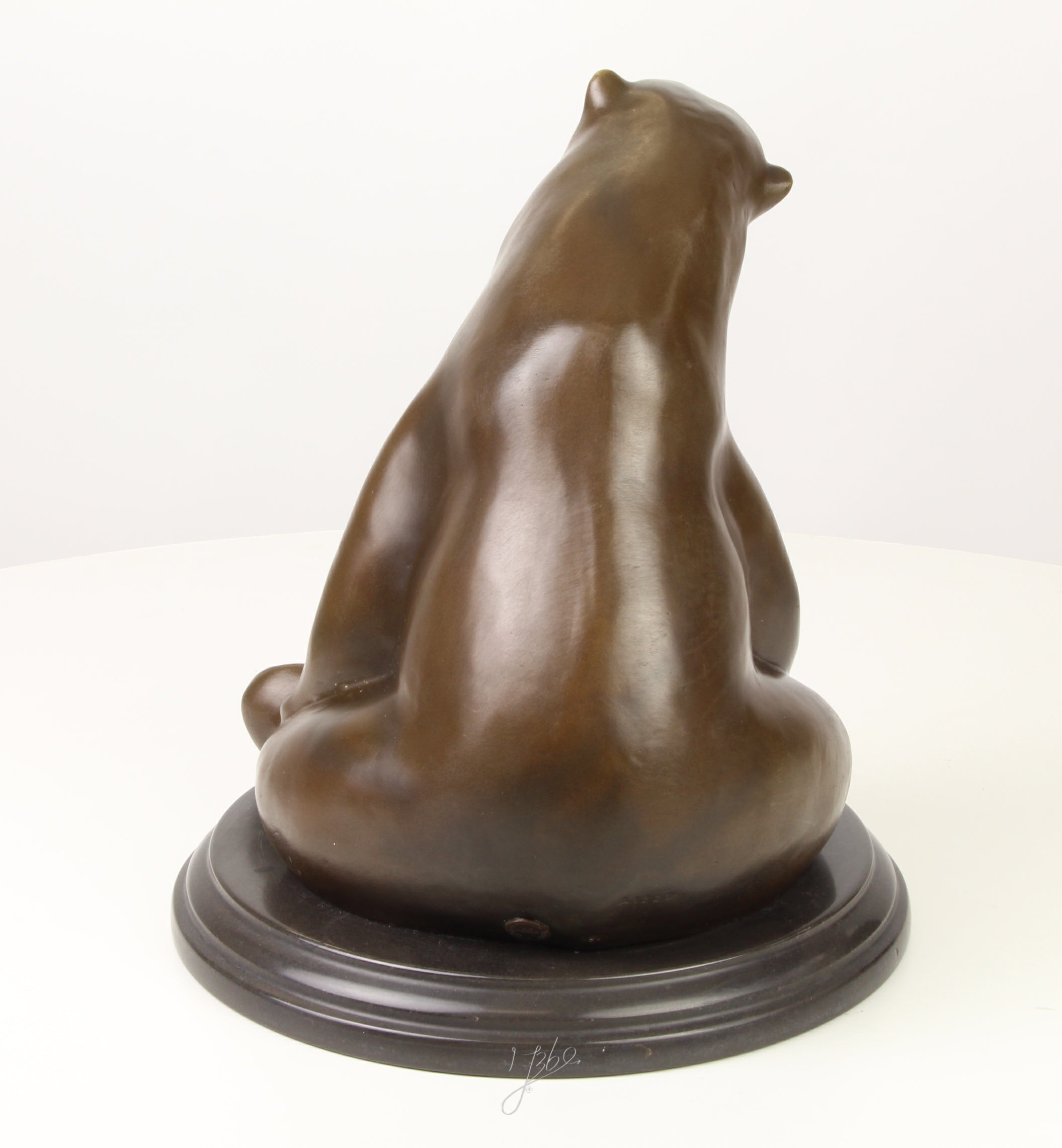 Bronzen beren (moeder met jong) - marmer sokkel