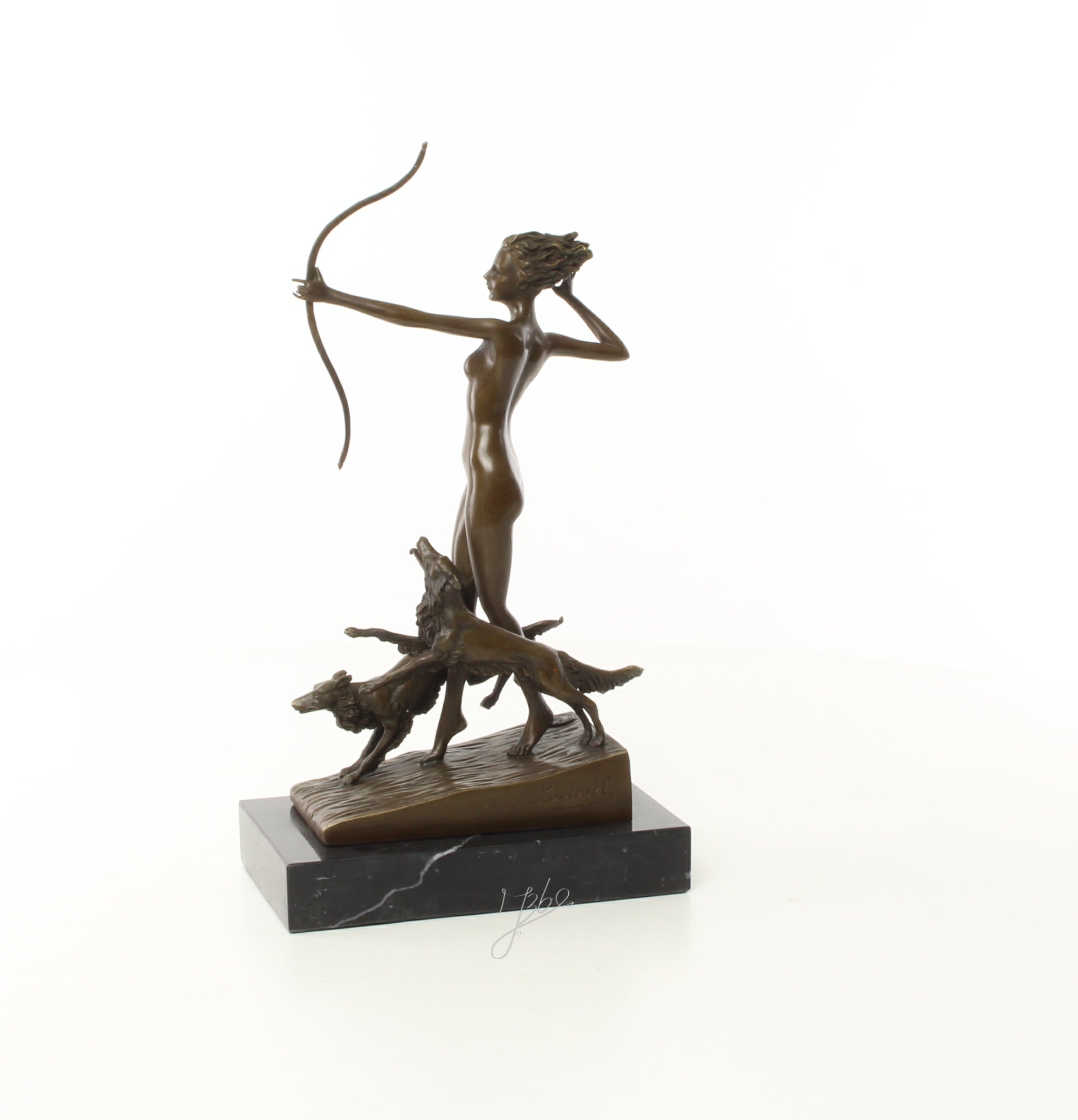 Bronzen boogschutter met jachthonden