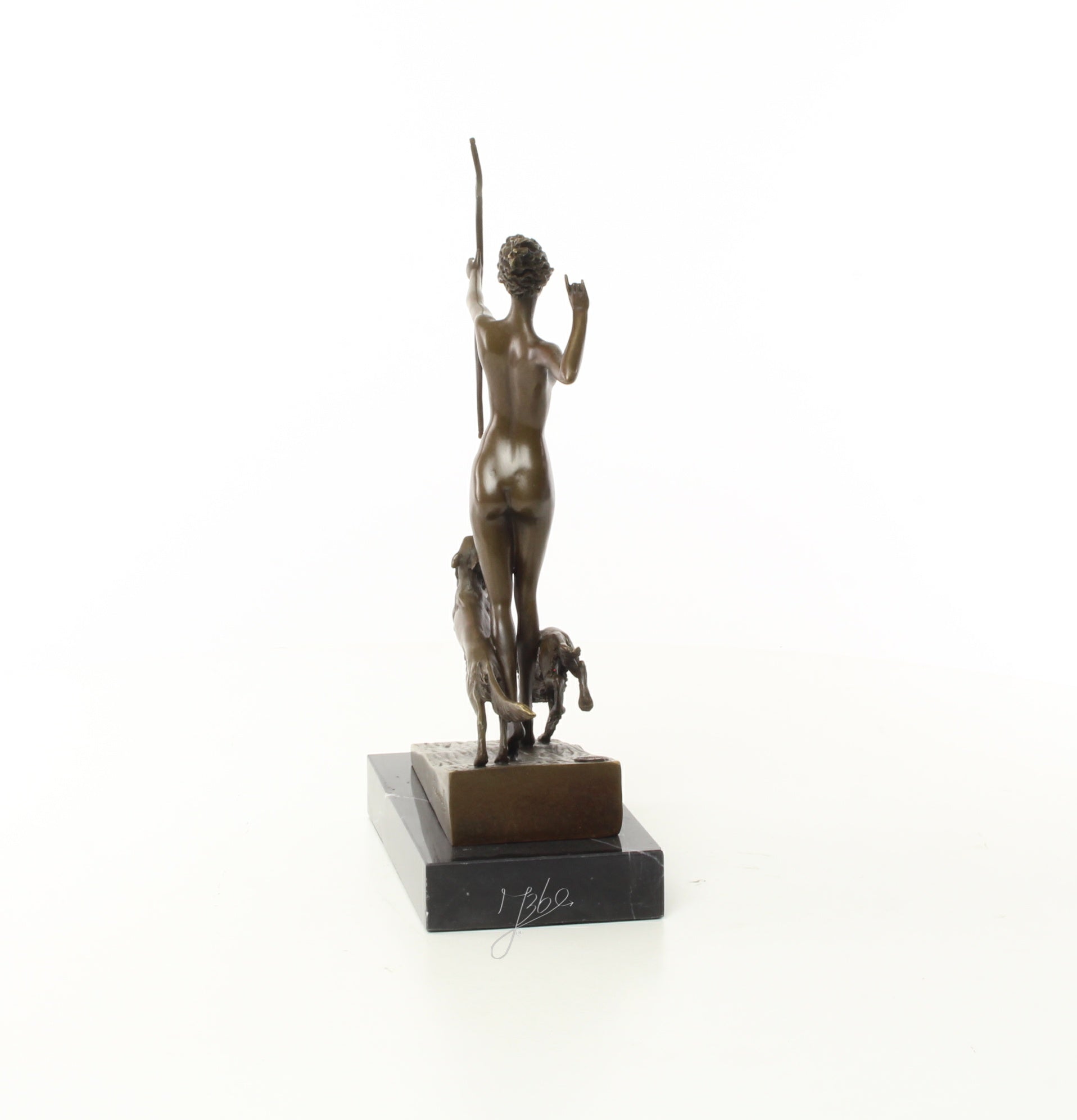 Bronzen boogschutter met jachthonden