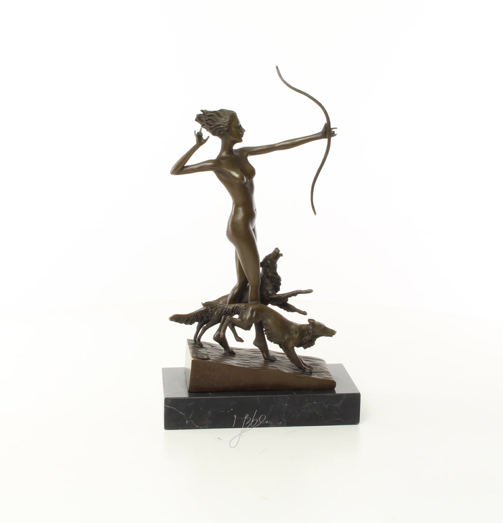 Bronzen boogschutter met jachthonden