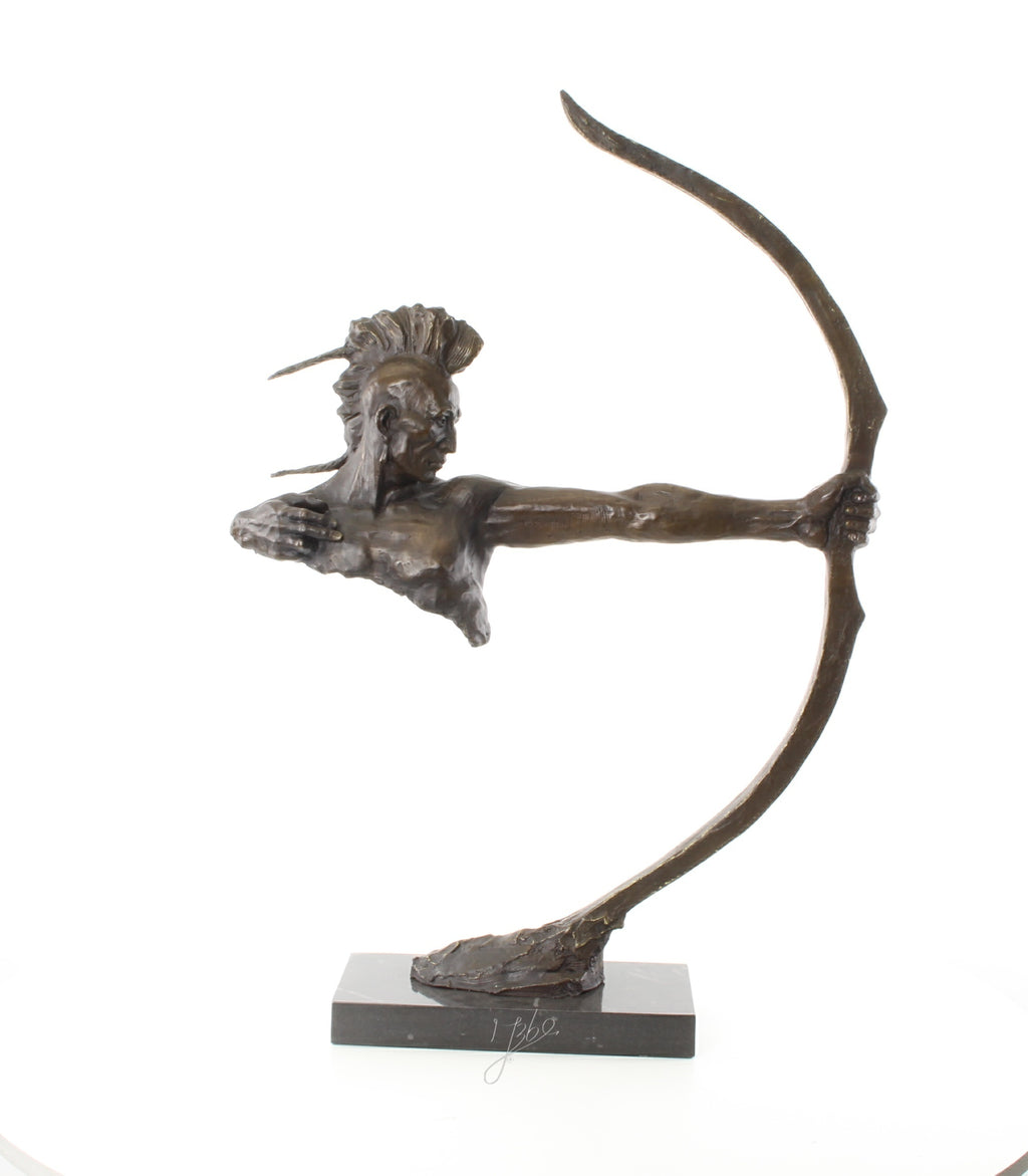 Mohawk Warrior – Bronze statue, marble – 85.7 cm