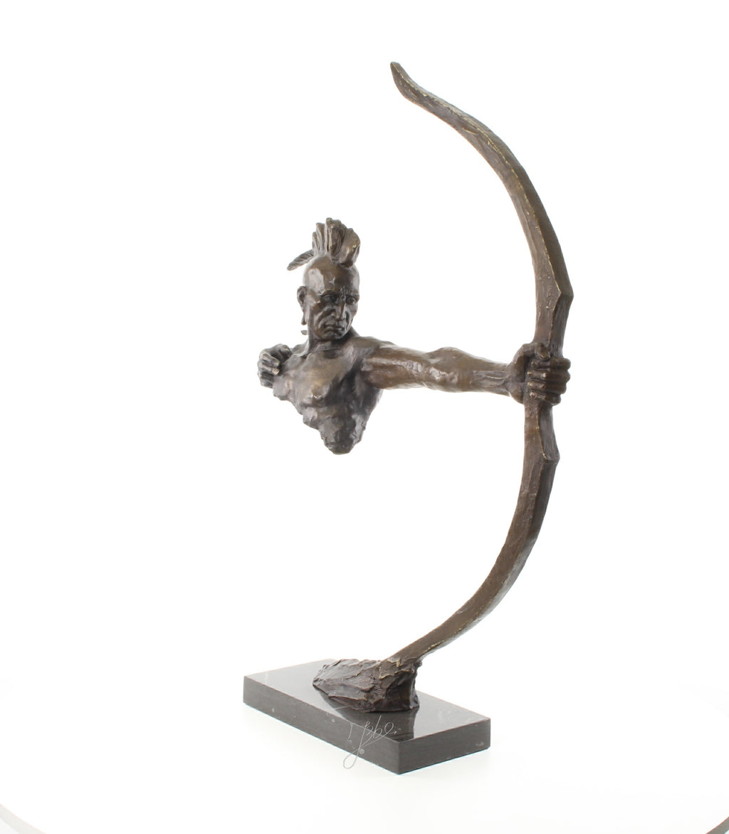 Mohawk Warrior – Bronze statue, marble – 85.7 cm