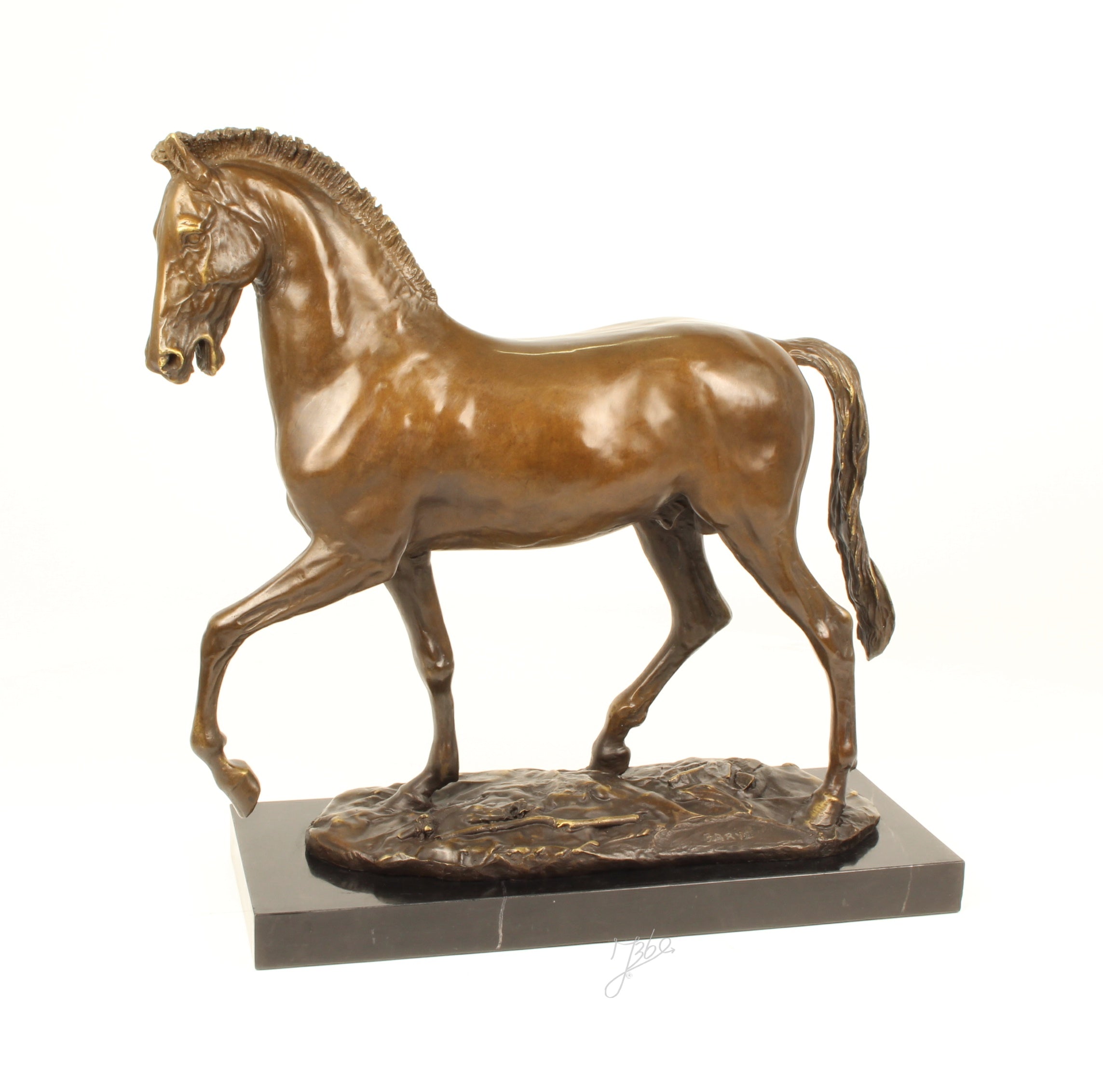 Trotting Horse – Bronze statue, marble – 55 cm